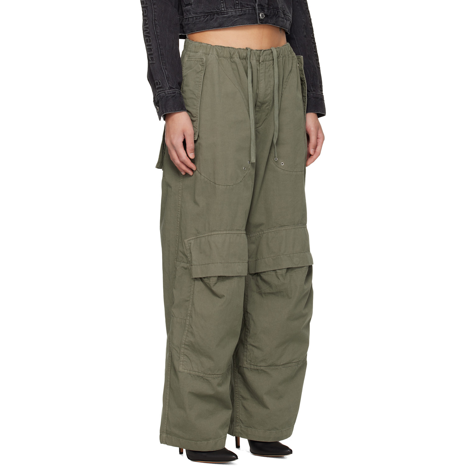  Alexander Wang Khaki Mid-rise Articulated Pockets Cargo Pants 