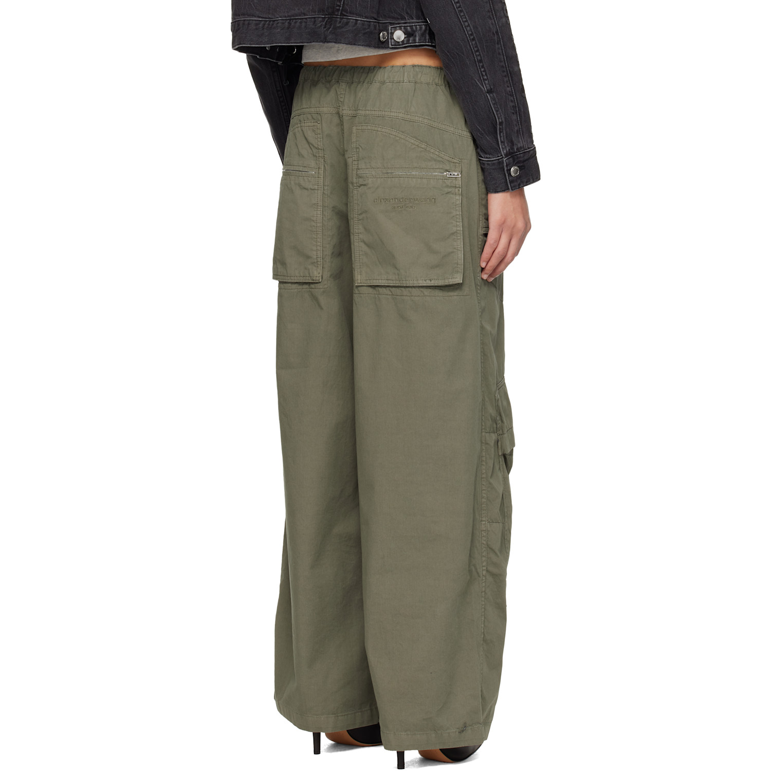  Alexander Wang Khaki Mid-rise Articulated Pockets Cargo Pants 