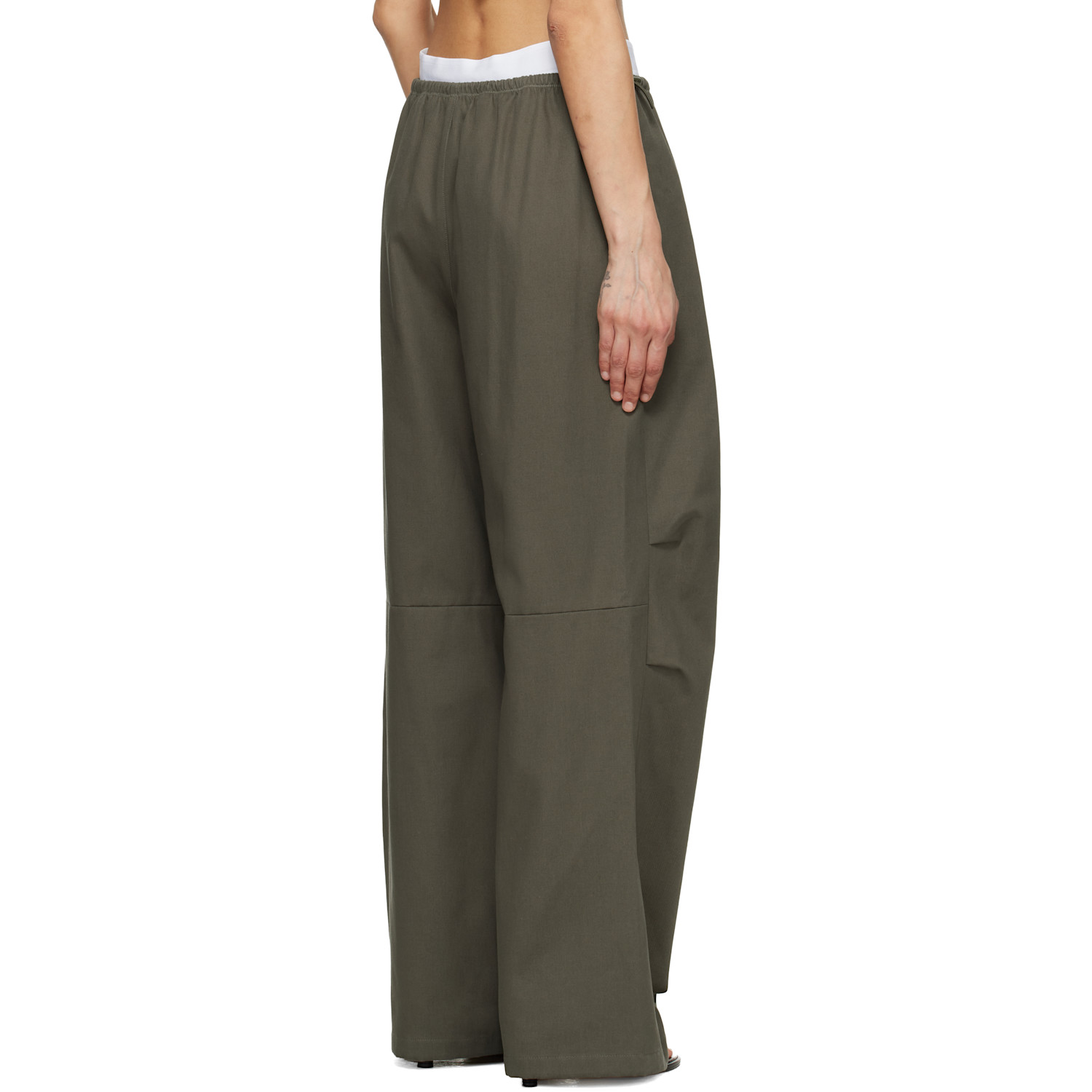  Alexander Wang Khaki Logo Elastic Mid-rise Trousers 