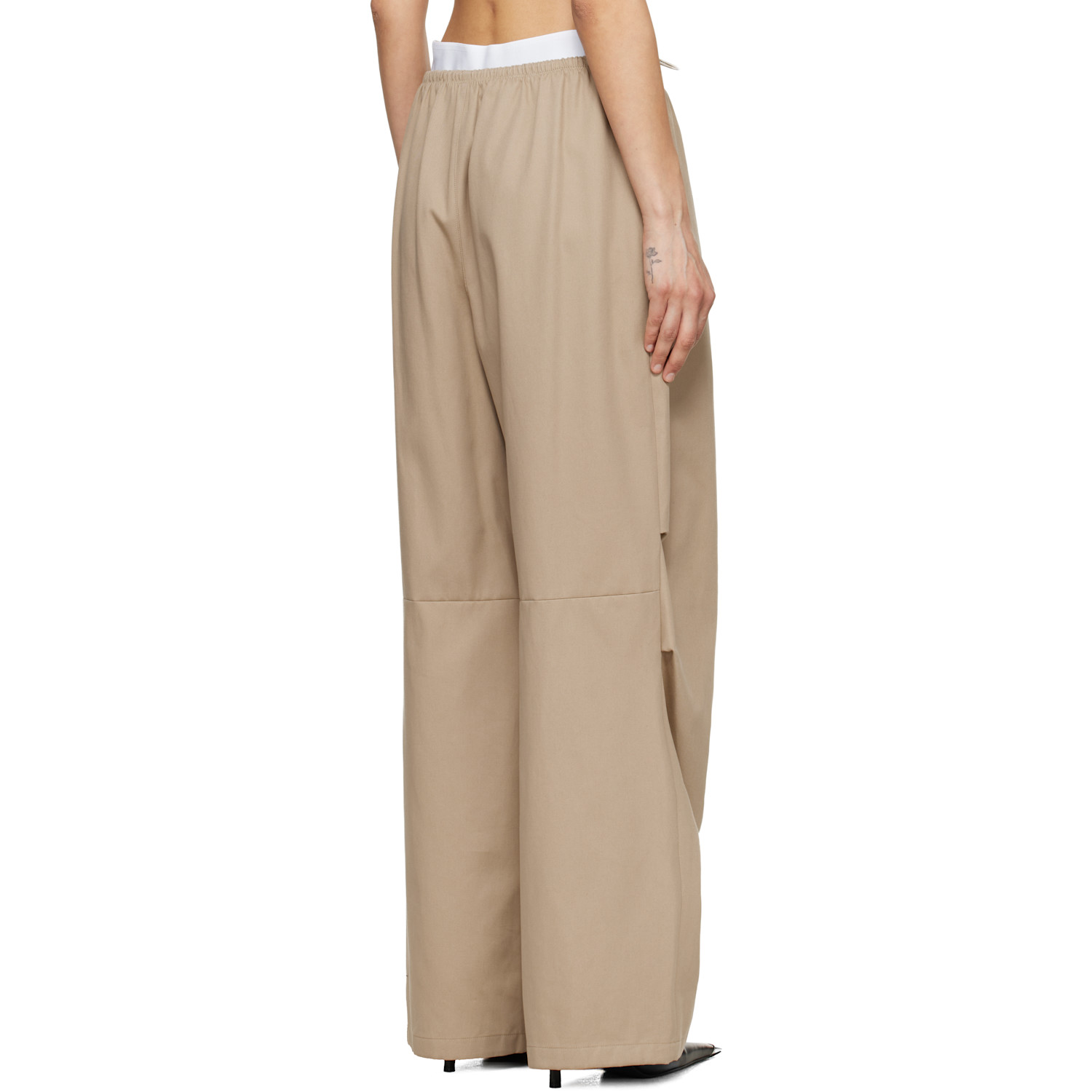  Alexander Wang Taupe Logo Elastic Mid-rise Trousers 