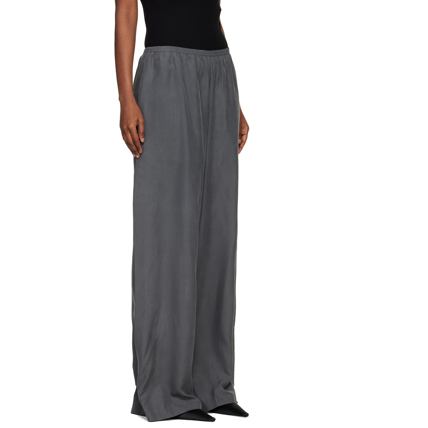  Alexander Wang Gray Mid-rise Silk Track Pants 