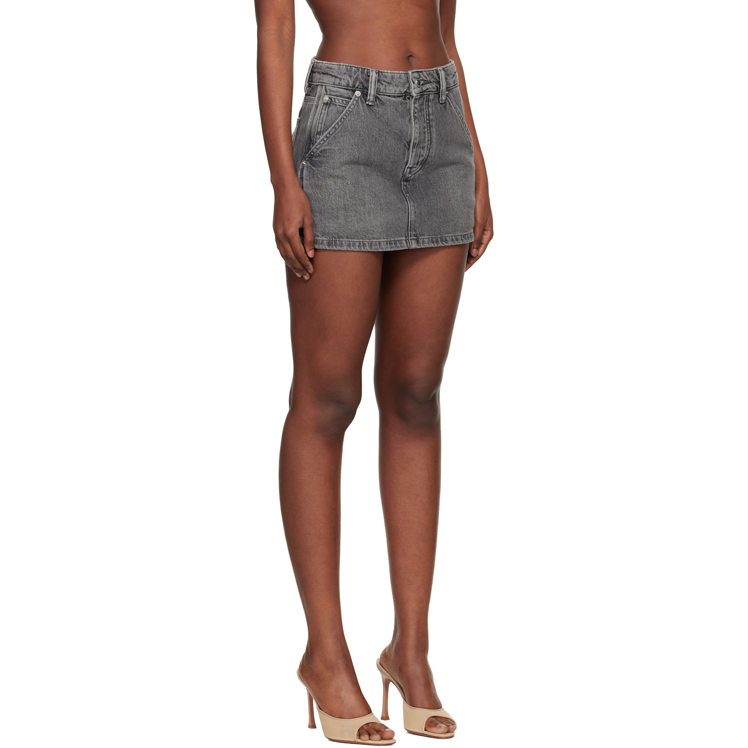  Alexander Wang Gray Denim Carpenter Mini Skort 