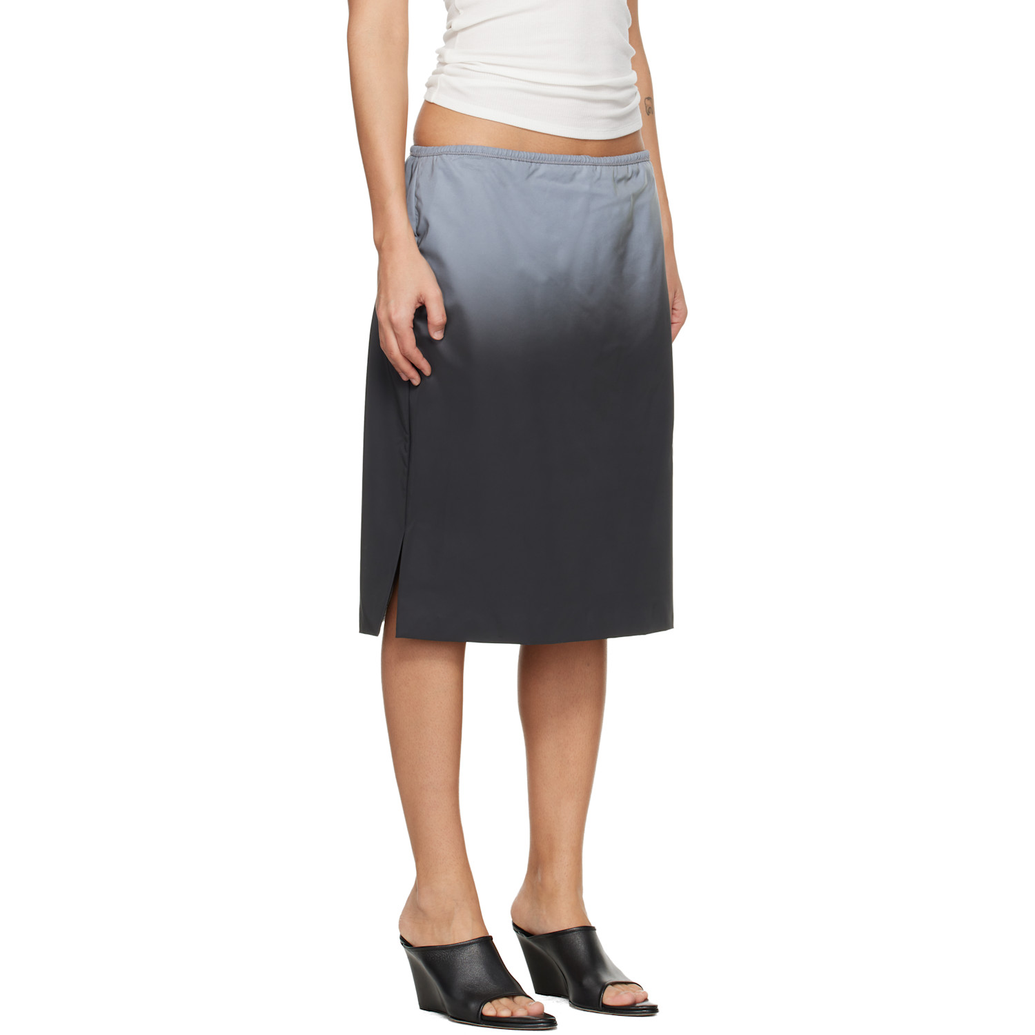  Alexander Wang Gray Reflective Mid-rise Midi Skirt 