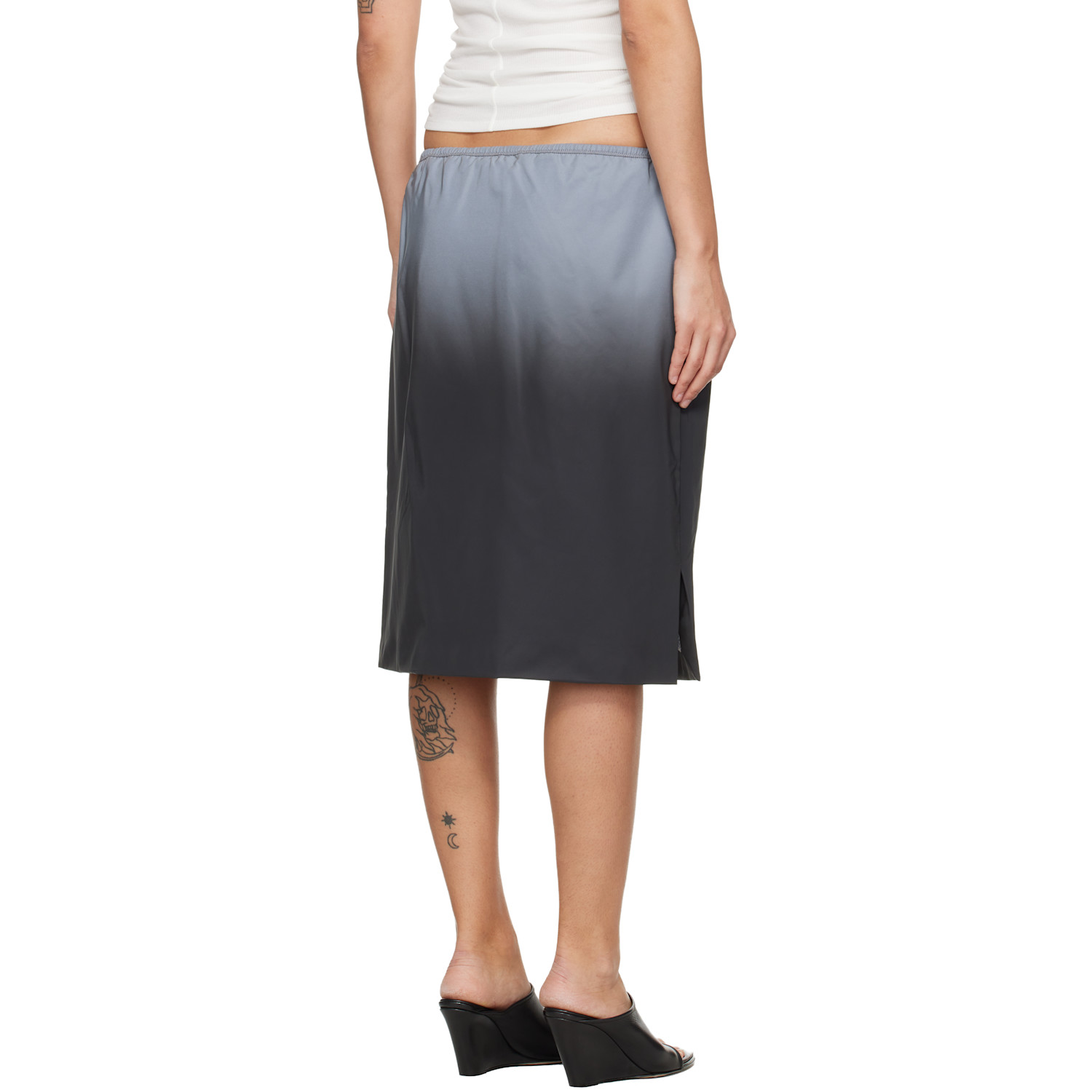  Alexander Wang Gray Reflective Mid-rise Midi Skirt 