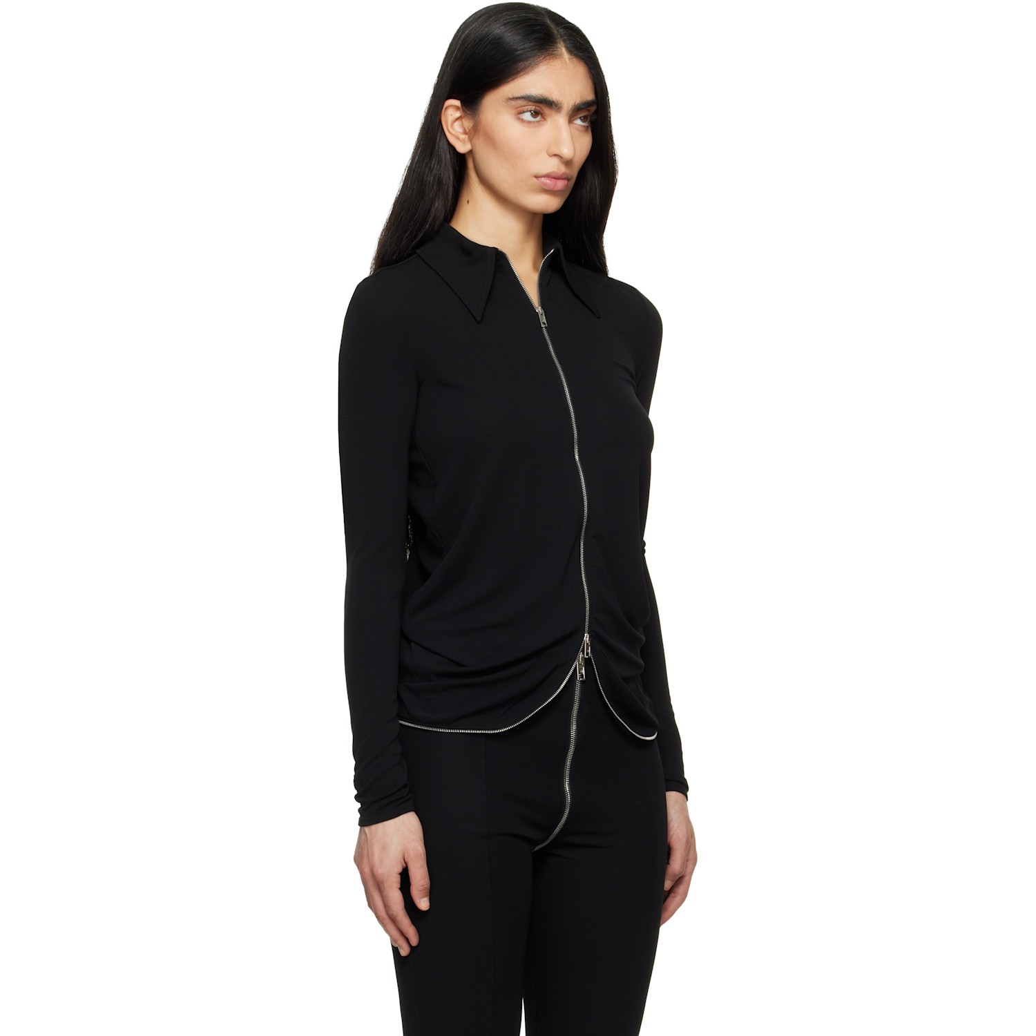  Alexander Wang Black Draped Back Zip Shirt 