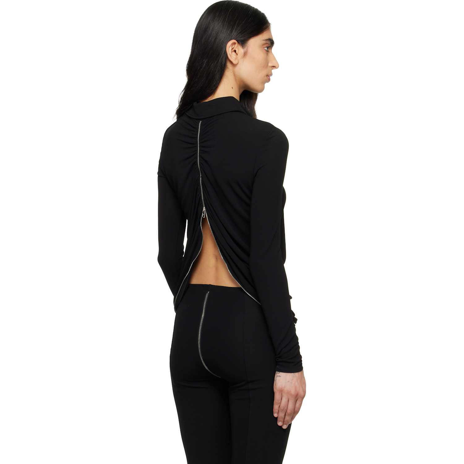  Alexander Wang Black Draped Back Zip Shirt 