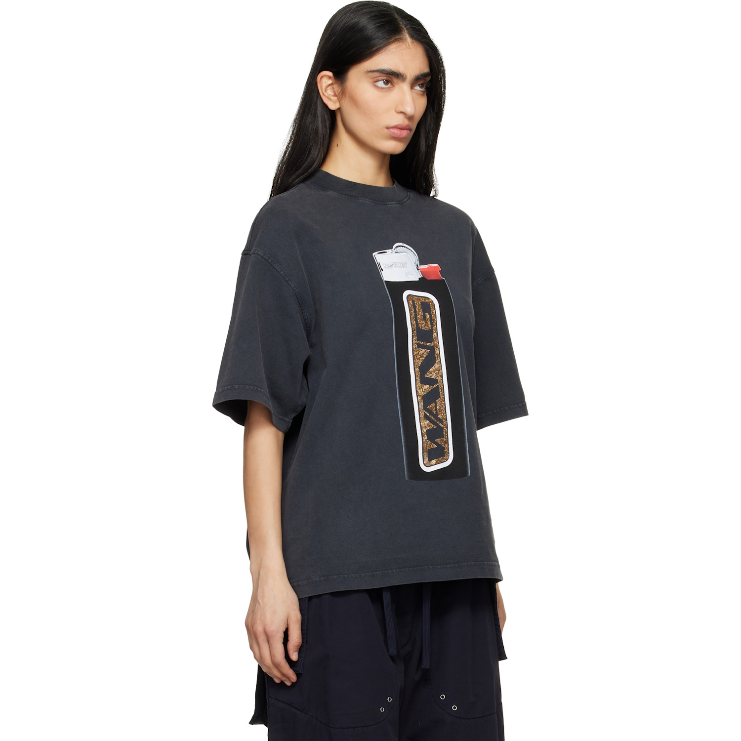  Alexander Wang Black Oversized Graphic T-shirt 