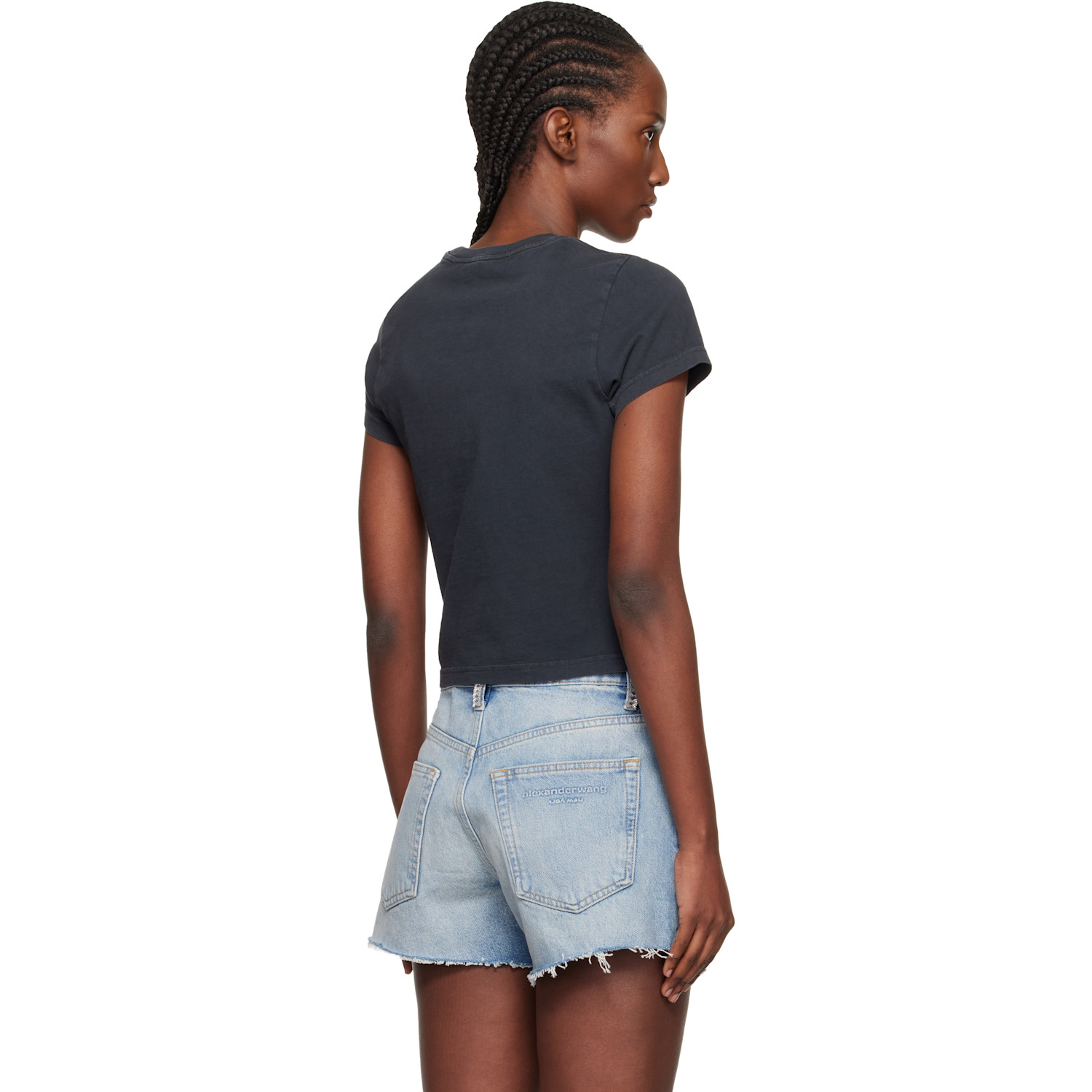  Alexander Wang Black Reflective Halo Print Logo T-shirt 