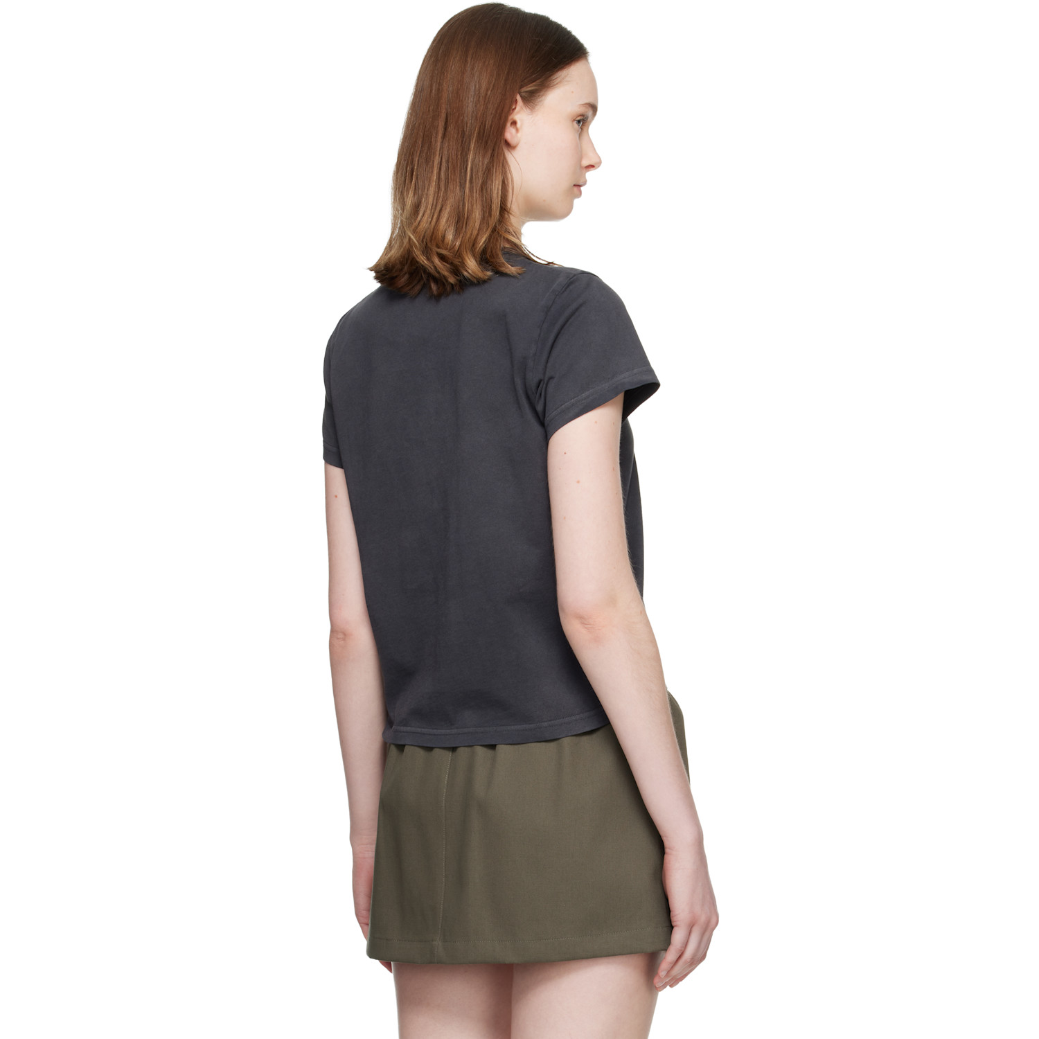  Alexander Wang Gray Hotfix Logo Shrunken T-shirt 
