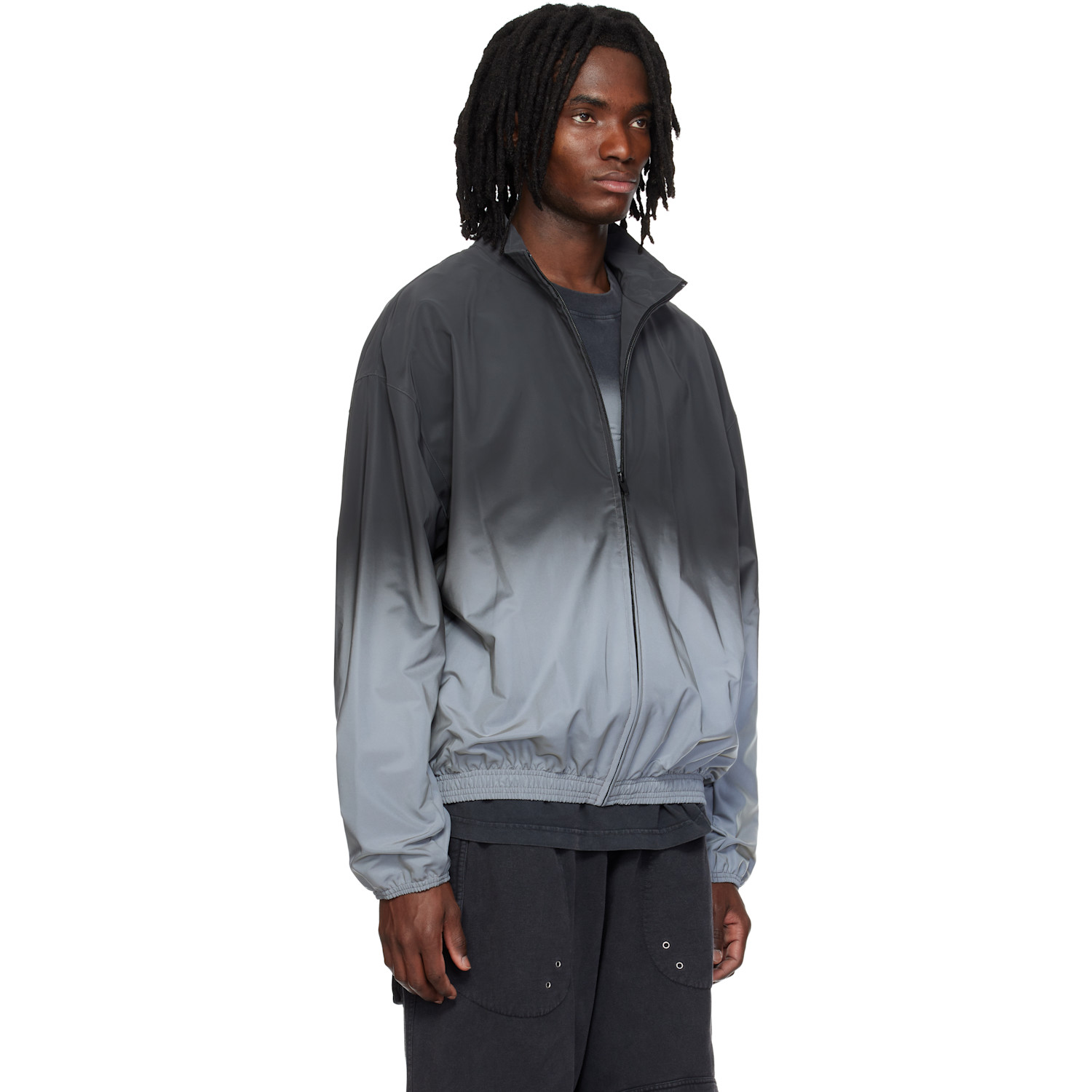 Alexander Wang Gray & Silver Reflective Track Jacket 