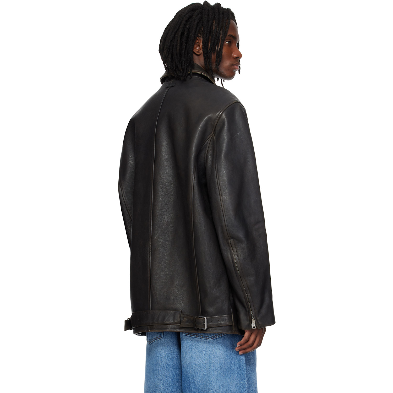  Alexander Wang Black Snap Front Leather Jacket 