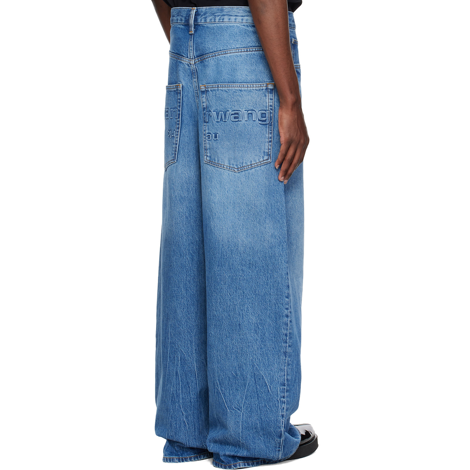  Alexander Wang Blue Surge Low Rise Wide Leg Jeans 