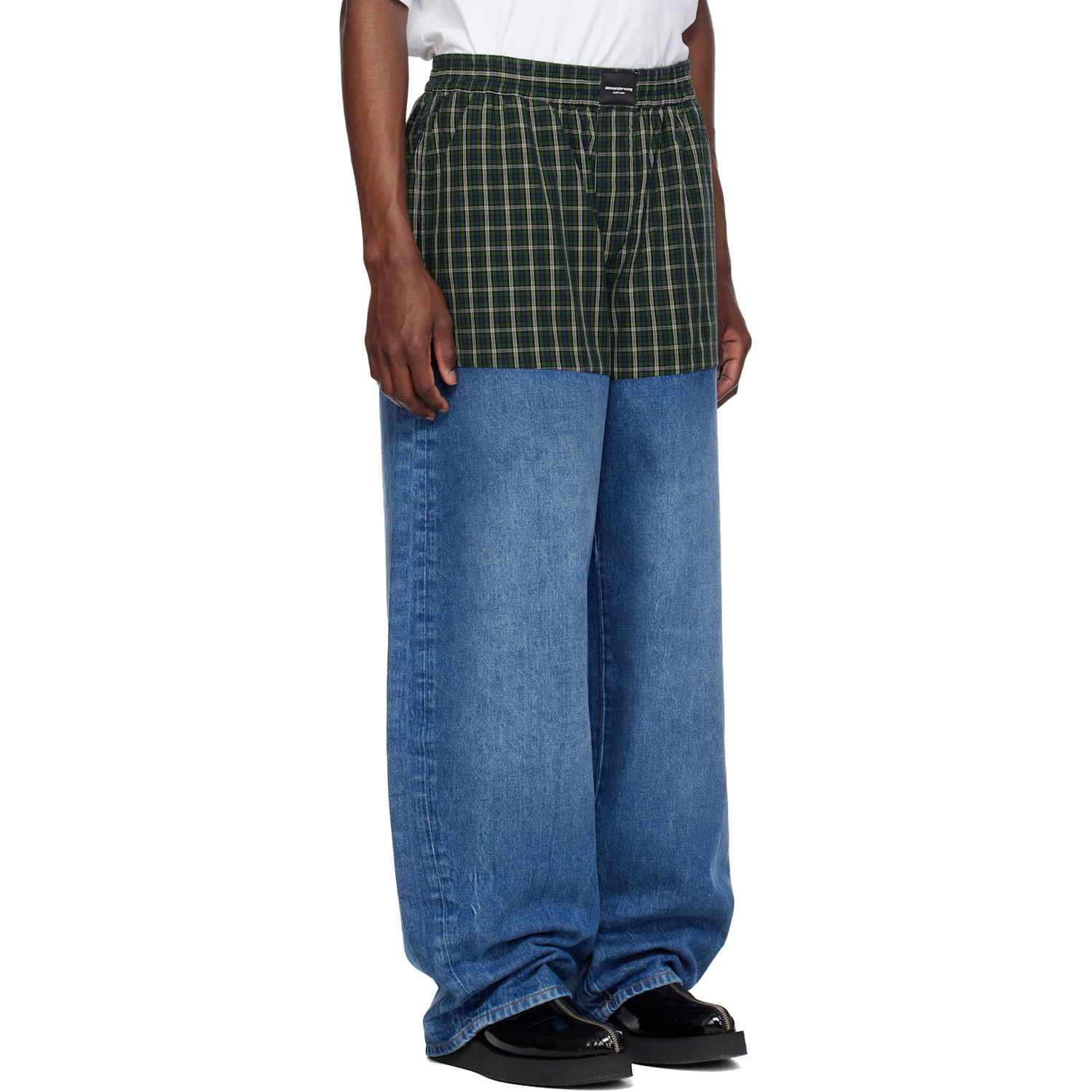  Alexander Wang Blue & Green Boxer Combo Loose Jeans 