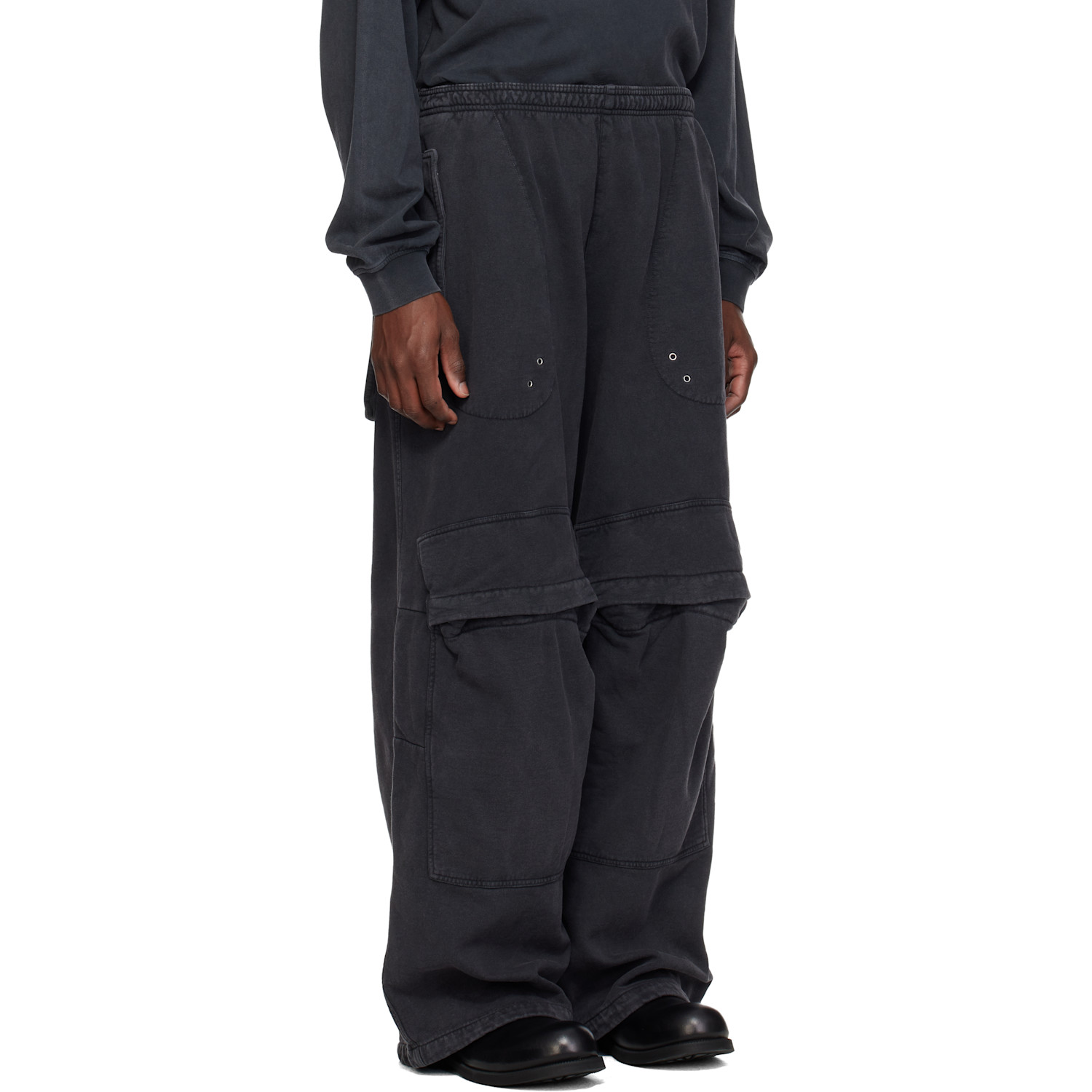  Alexander Wang Black Articulated Mid-rise Cargo Sweatpants 