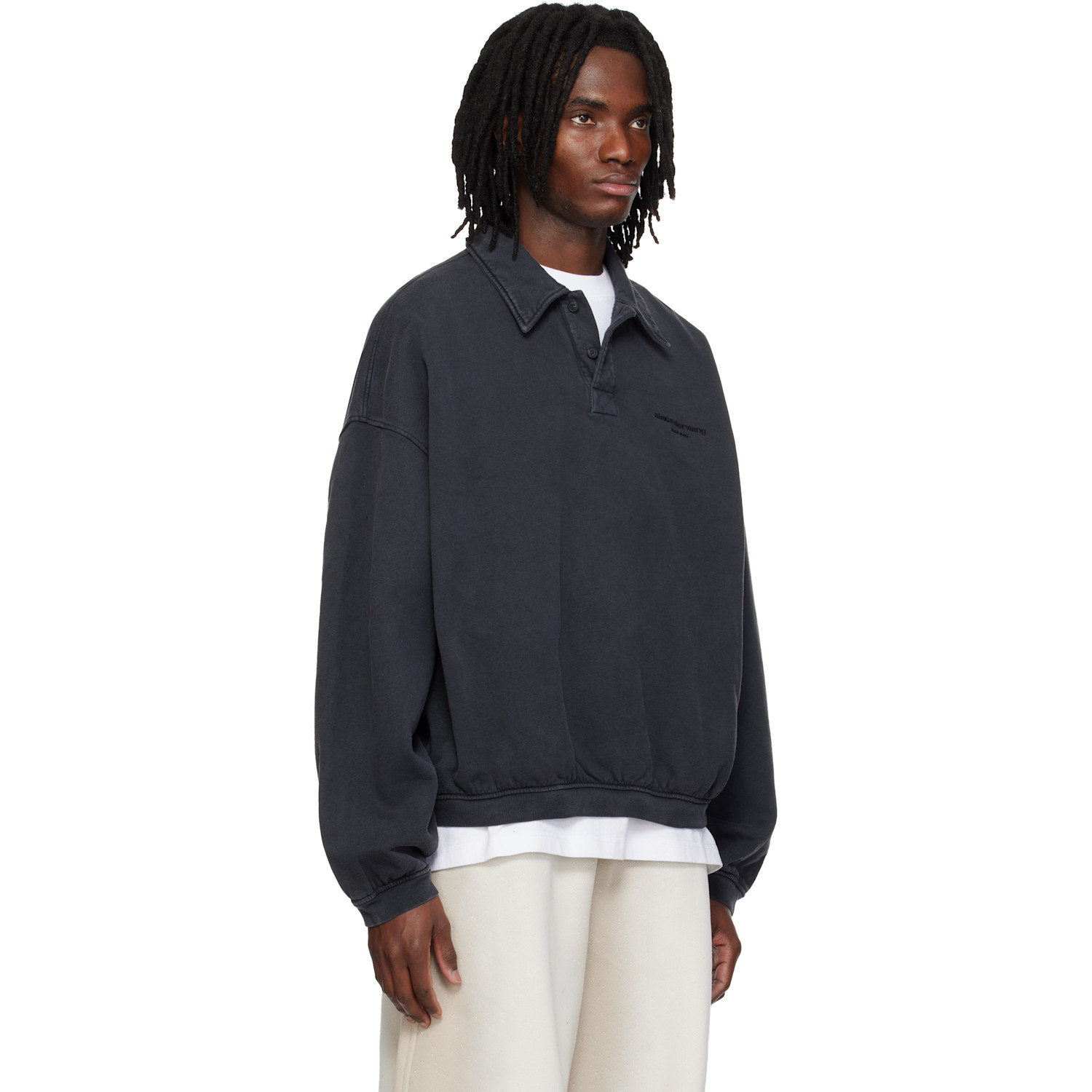  Alexander Wang Black Long Sleeve Polo 