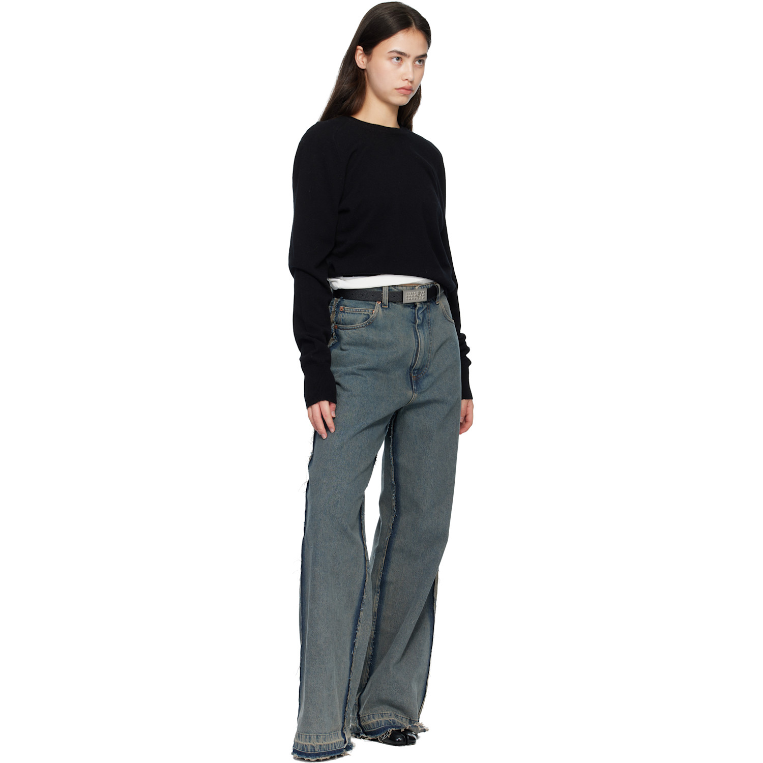  Mm6 Maison Margiela Black Numeric Leather Belt 