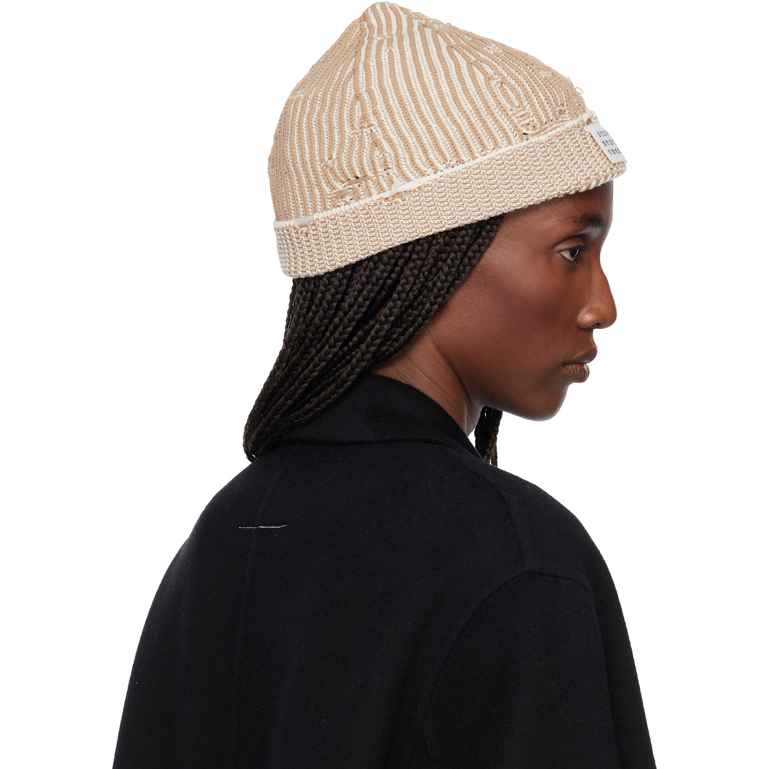  Mm6 Maison Margiela Beige Amended Optical Ribs Beanie 