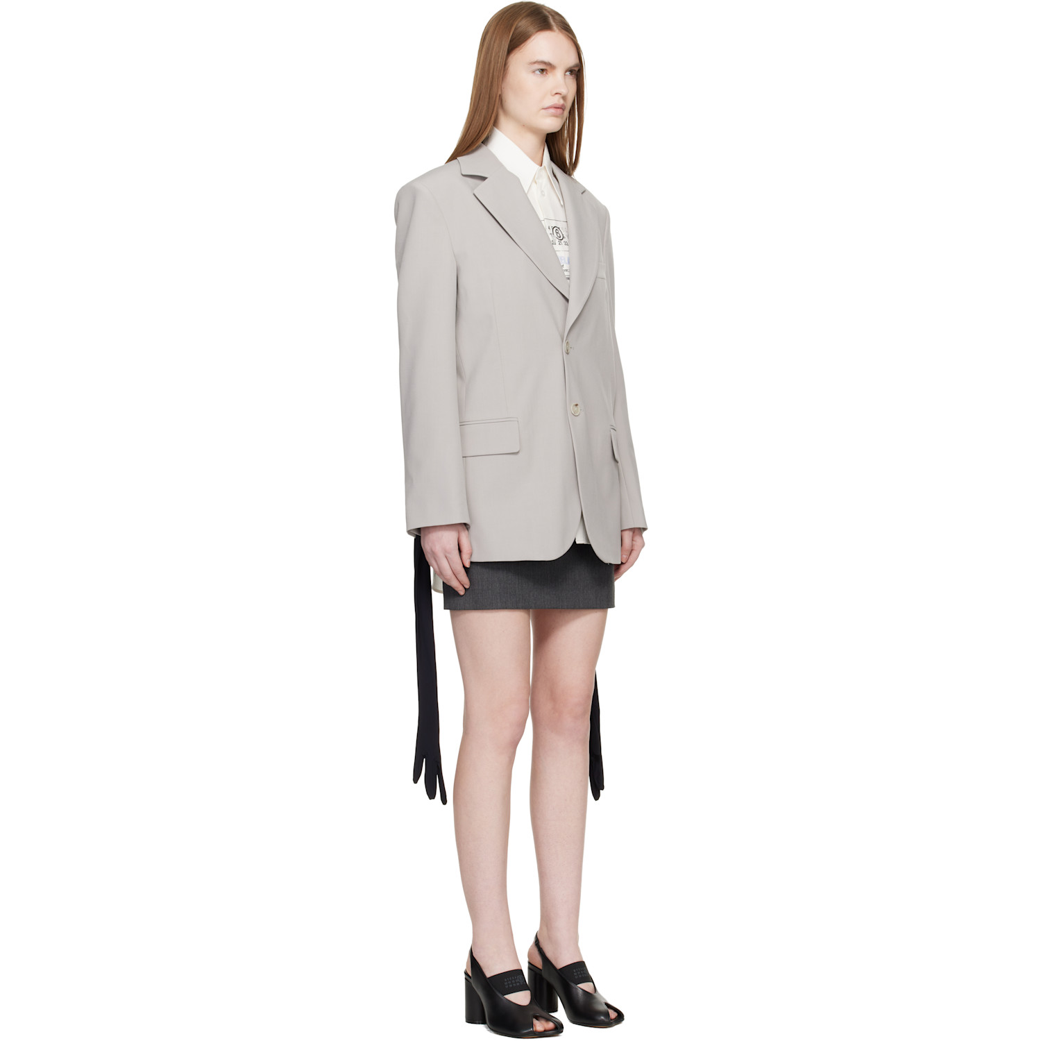  Mm6 Maison Margiela Gray Wool-blend Blazer 