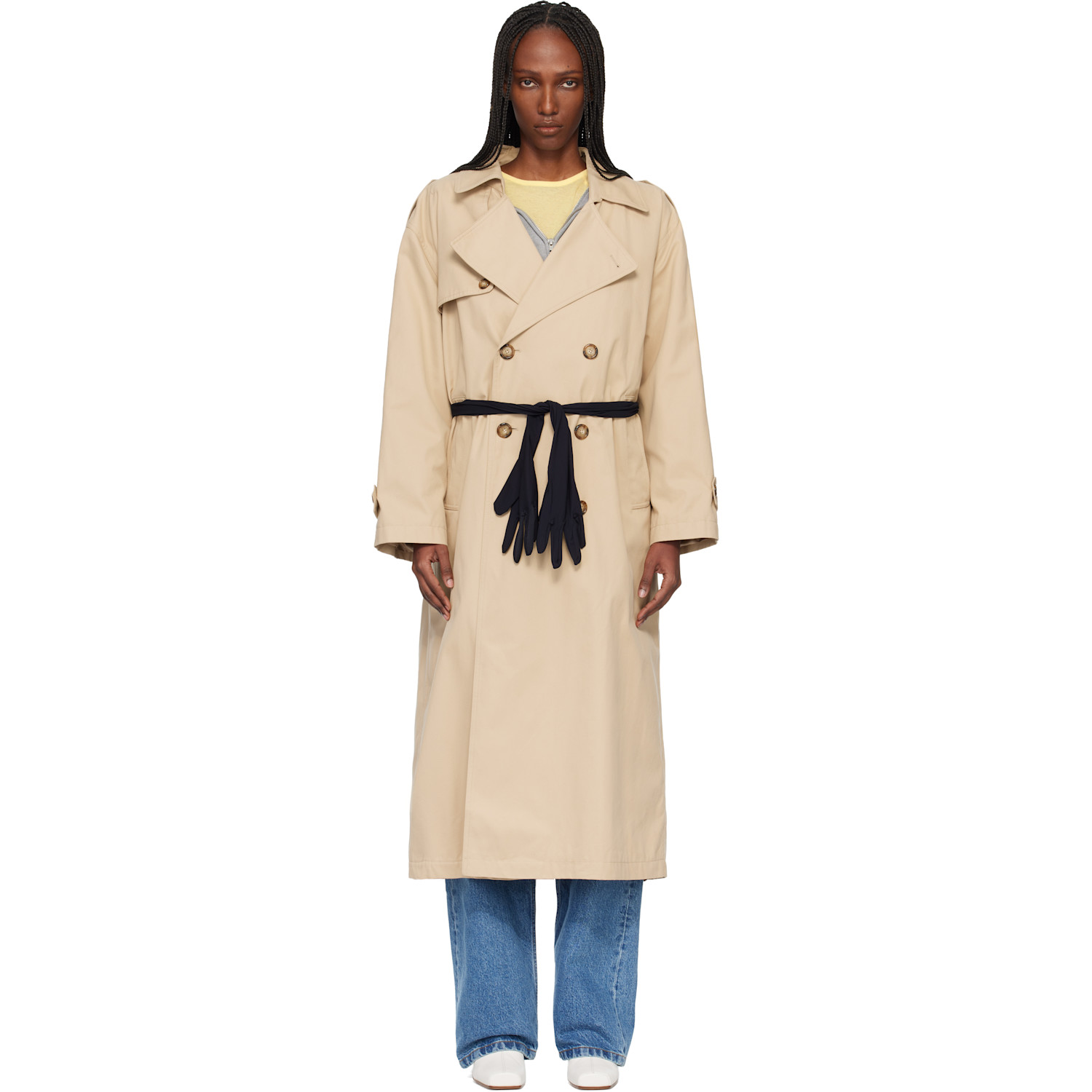 MM6 Maison Margiela Beige Gloves Cotton Trench Coat