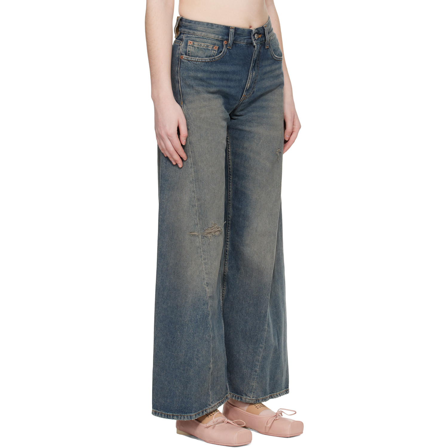  Mm6 Maison Margiela Blue Distressed Jeans 