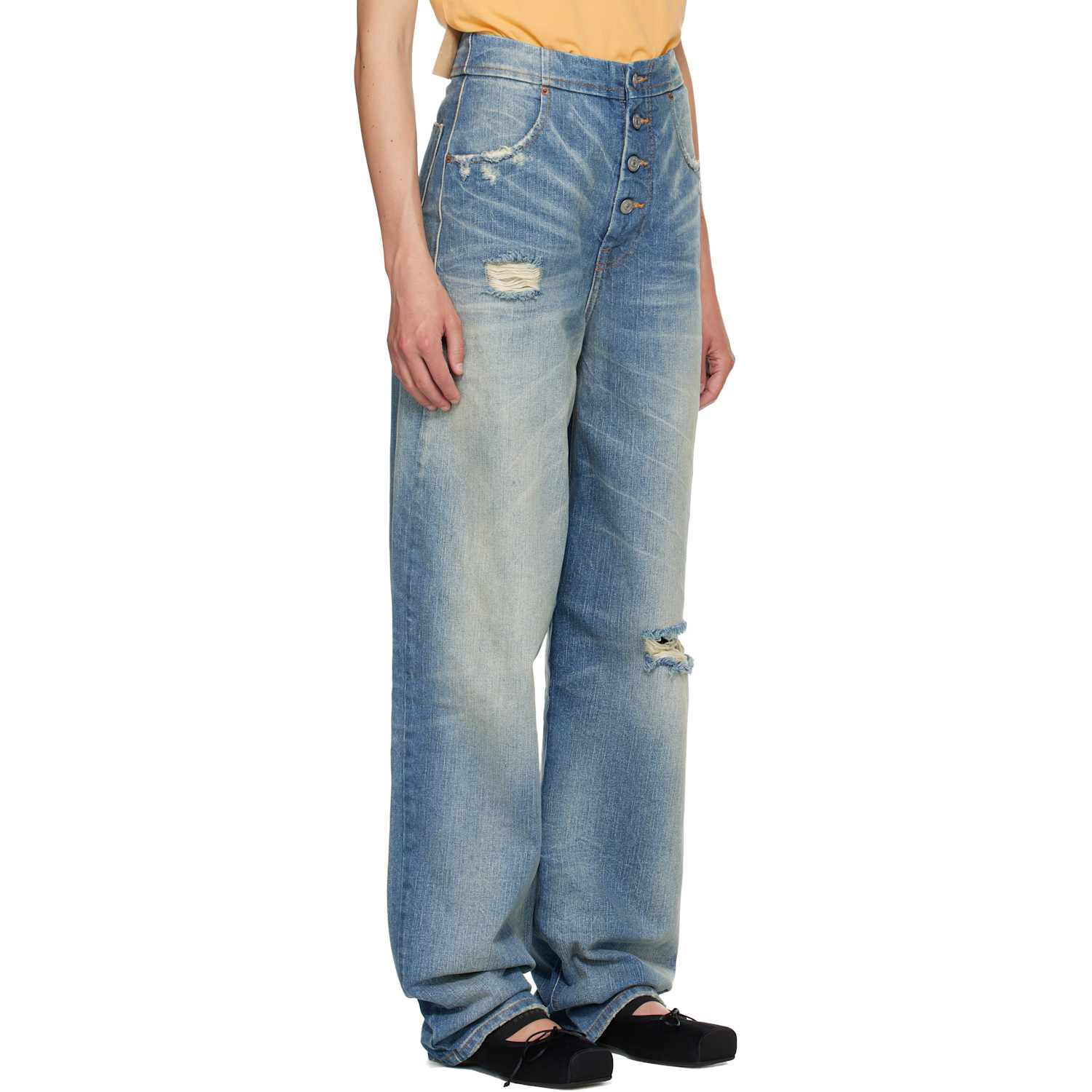  Mm6 Maison Margiela Blue Distressed Jeans 