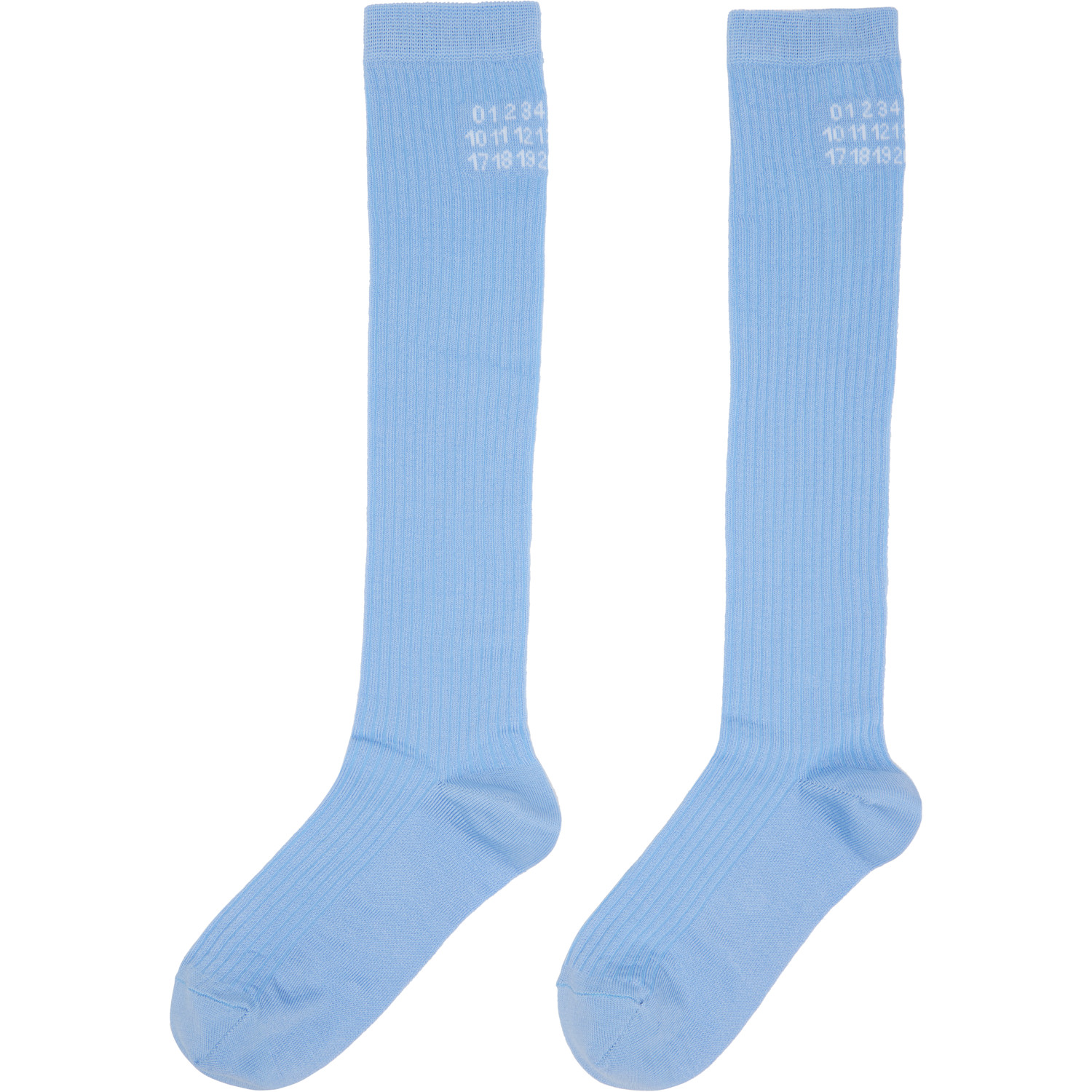  Mm6 Maison Margiela Blue Rib Knee-high Socks 