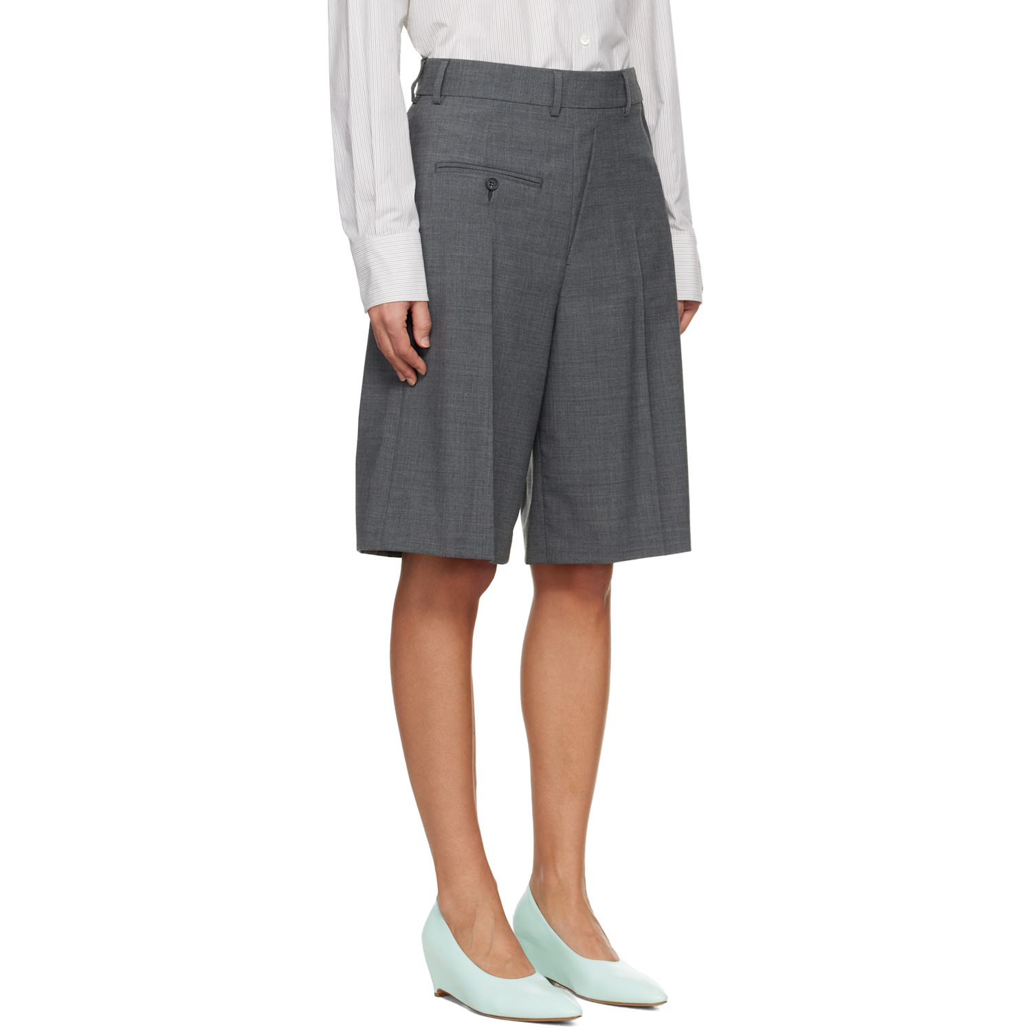  Mm6 Maison Margiela Gray Wool-blend Tailored Shorts 