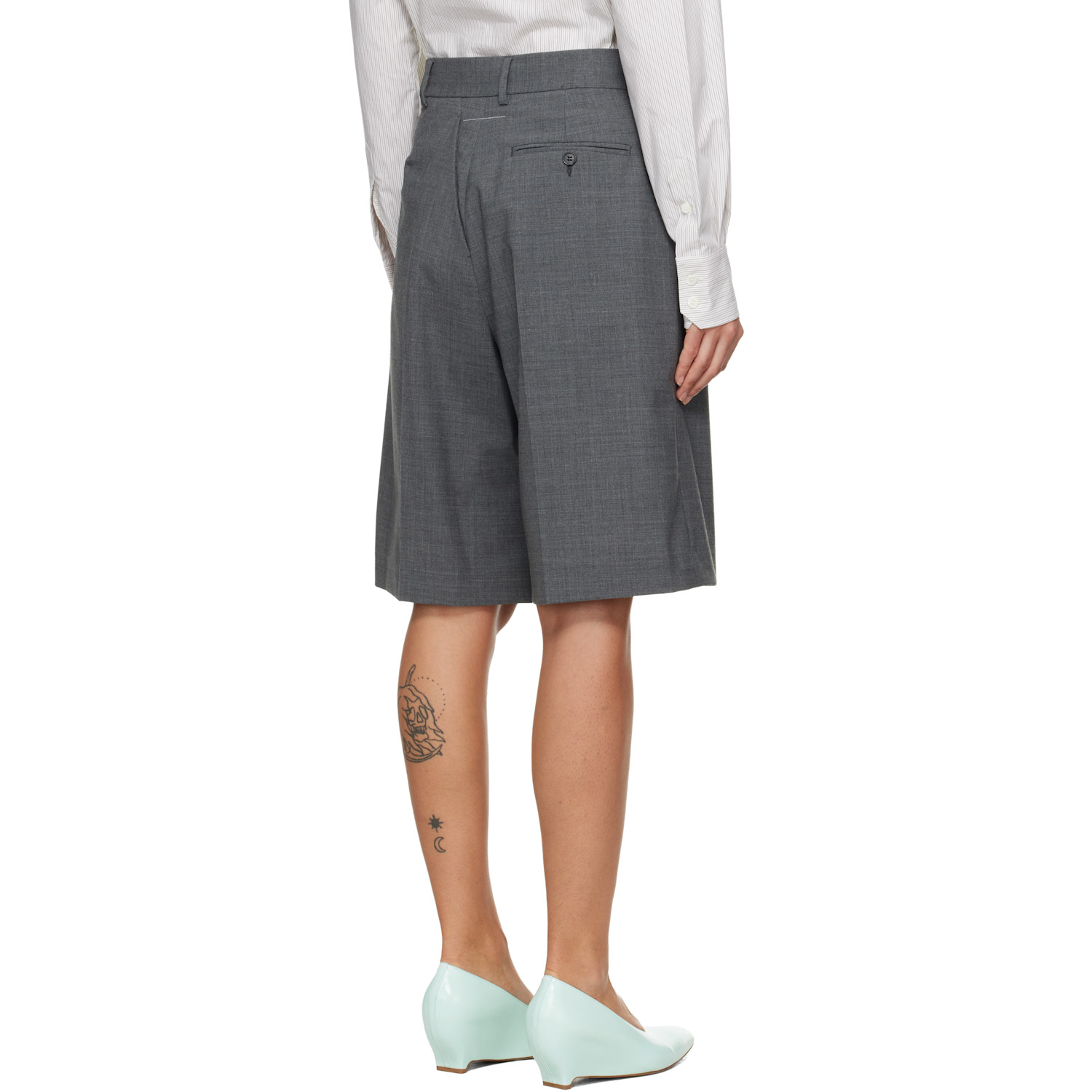  Mm6 Maison Margiela Gray Wool-blend Tailored Shorts 