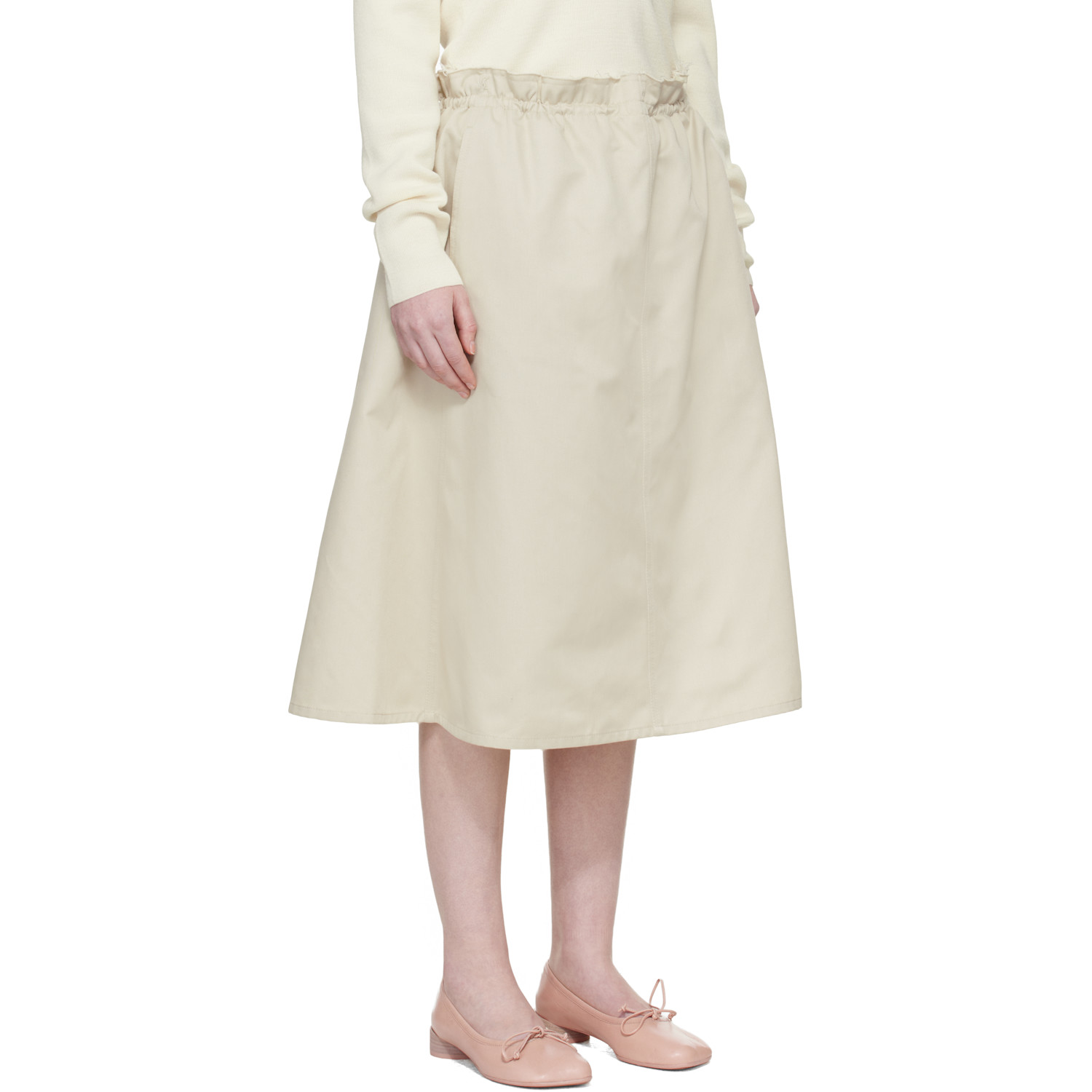  Mm6 Maison Margiela Off-white Long Skirt 