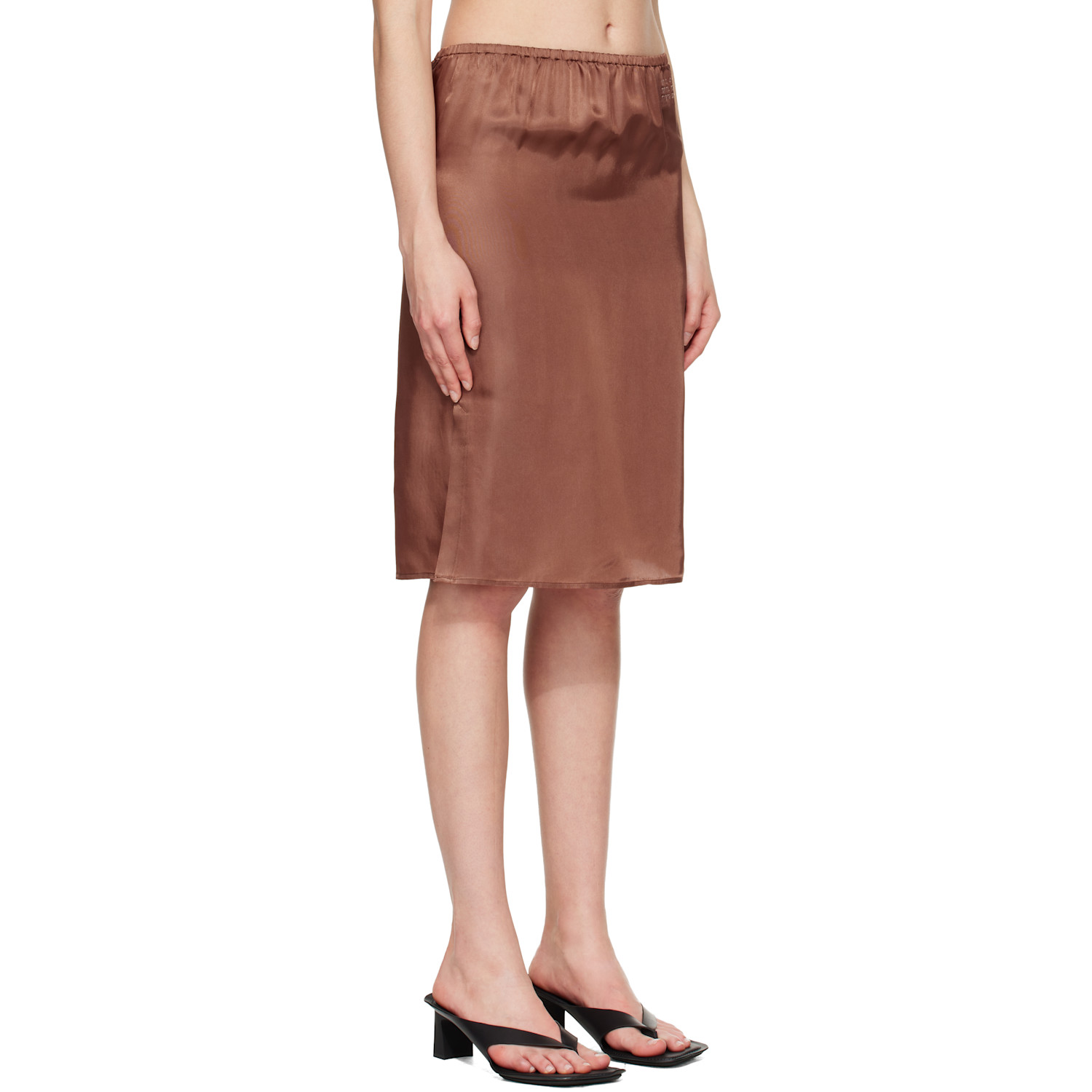  Mm6 Maison Margiela Brown Satin Midi Skirt 