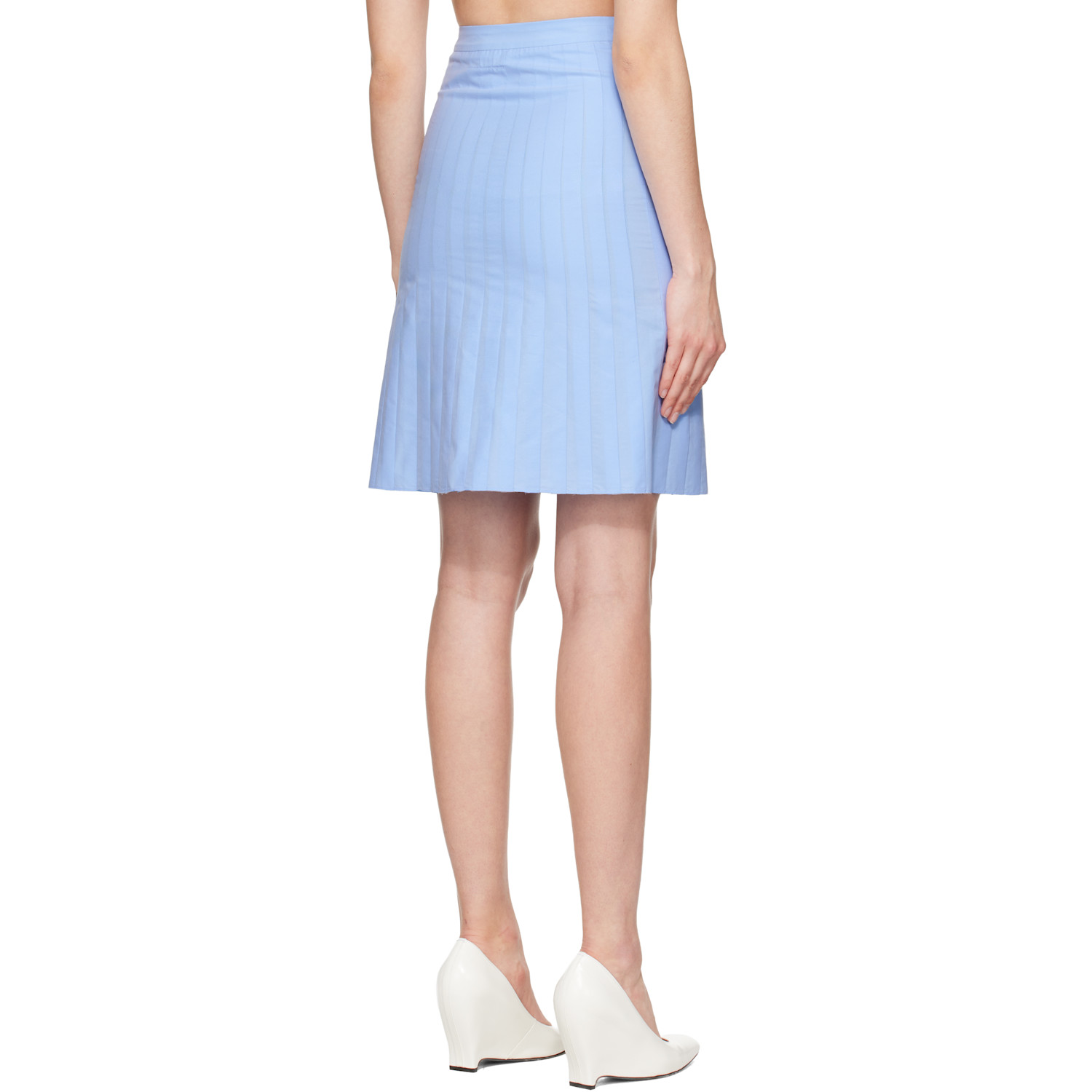  Mm6 Maison Margiela Blue Cotton Midi Skirt 