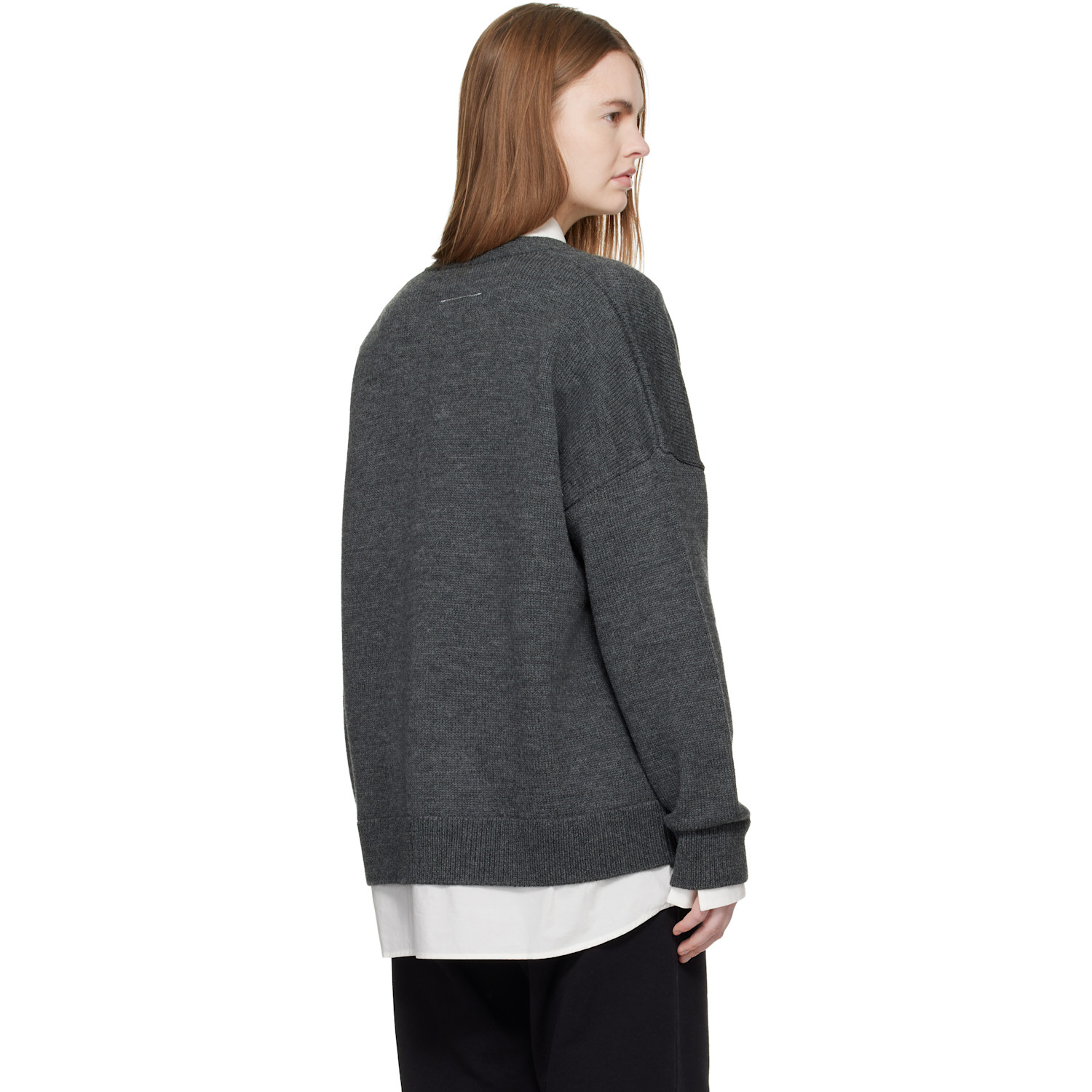  Mm6 Maison Margiela Gray Two-in-one Knit Cardigan 