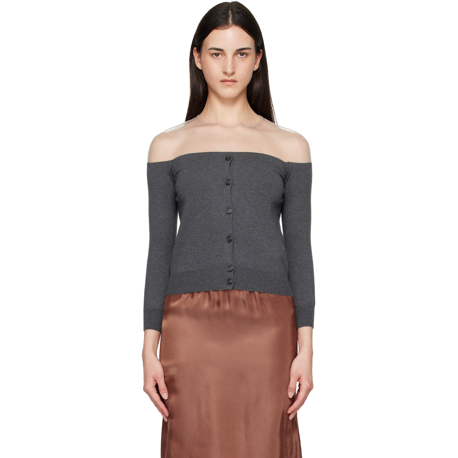 MM6 Maison Margiela Gray Knit Cardigan