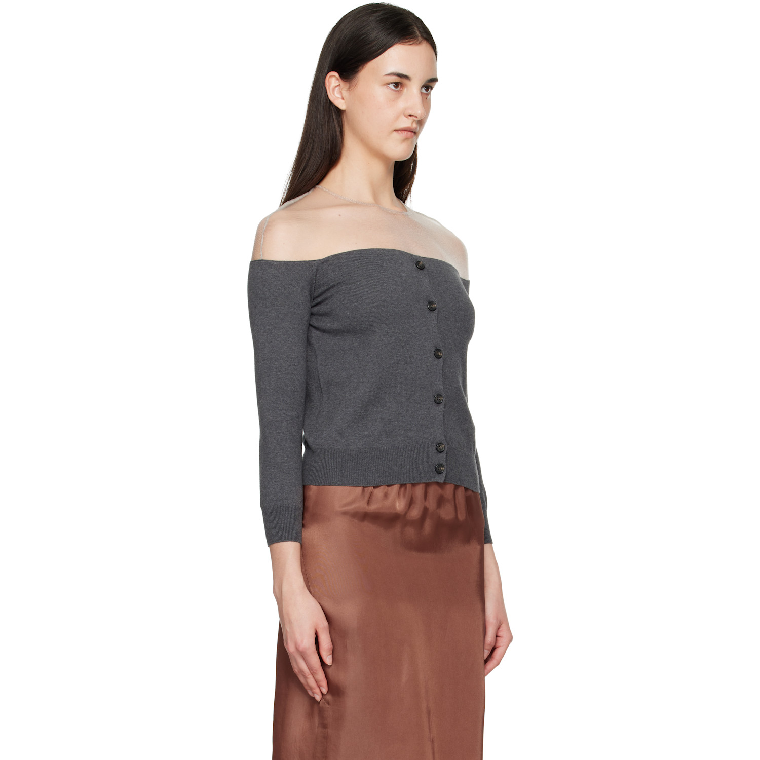  Mm6 Maison Margiela Gray Knit Cardigan 