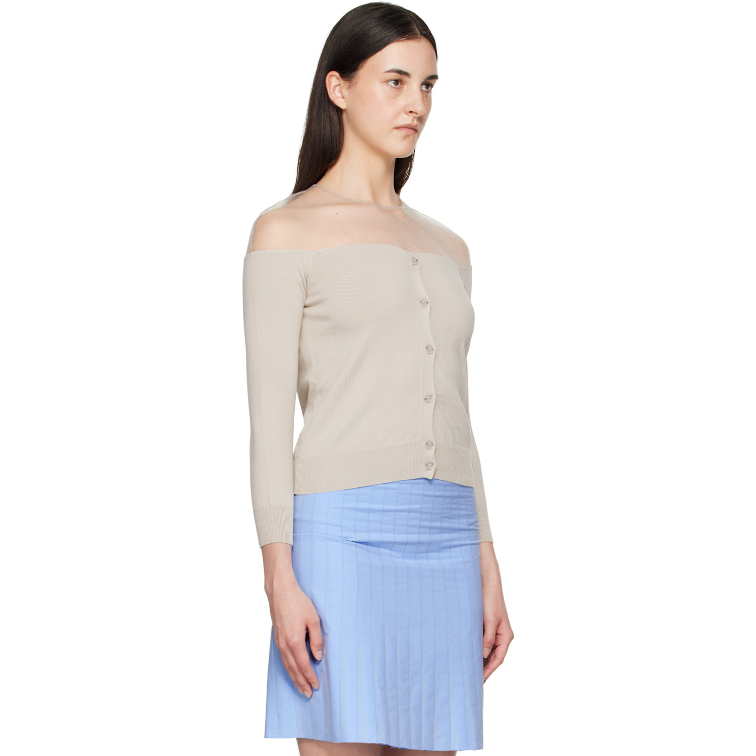  Mm6 Maison Margiela Beige Knit Cardigan 
