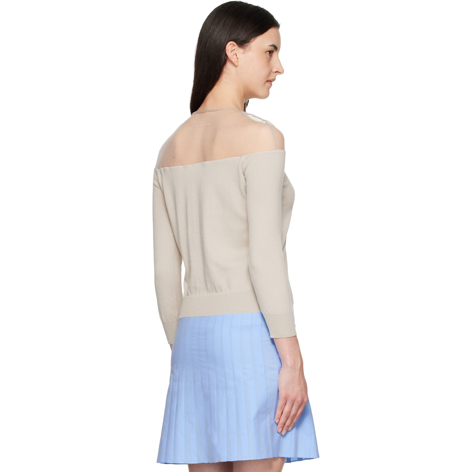  Mm6 Maison Margiela Beige Knit Cardigan 