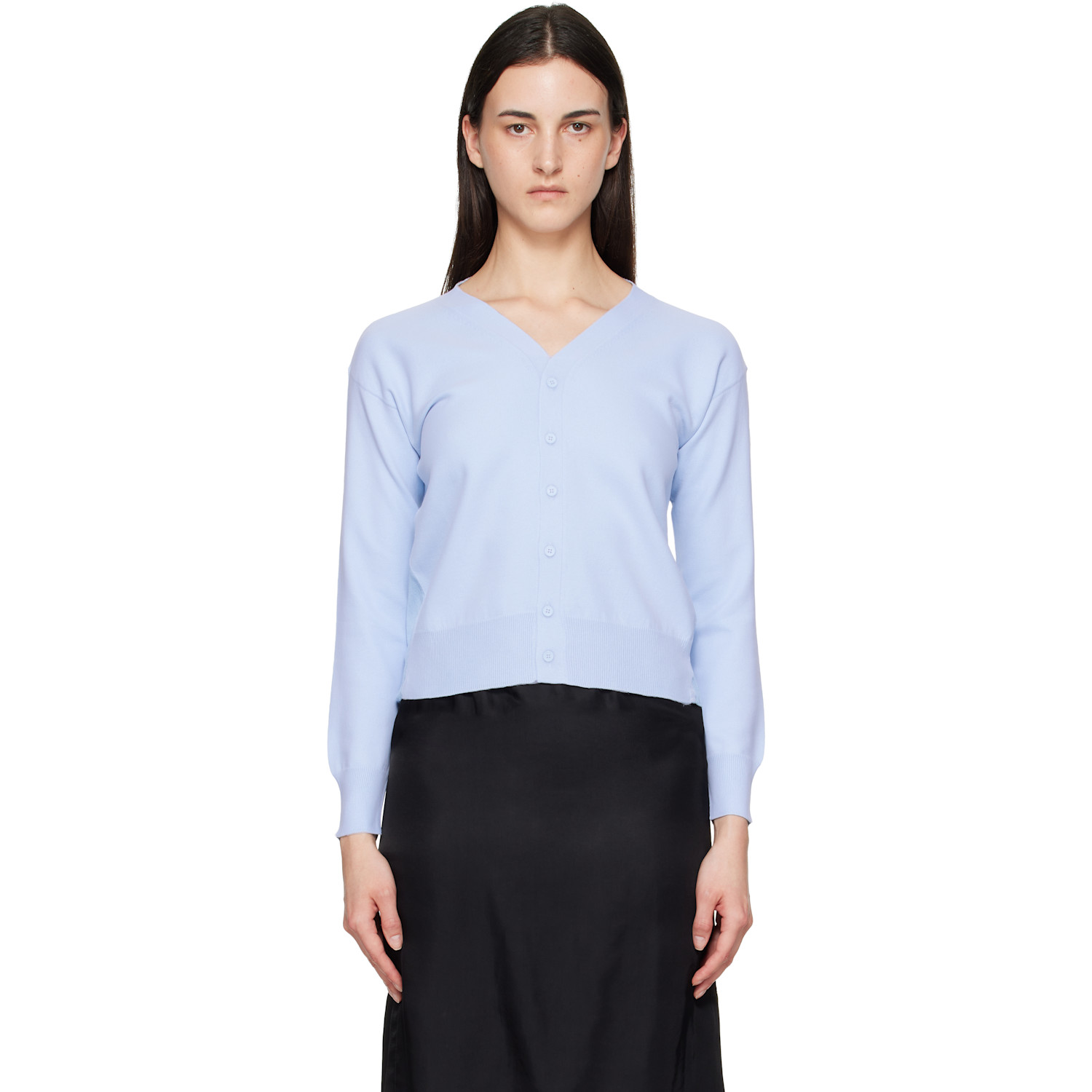 MM6 Maison Margiela Blue Chiffon Overlay Cardigan