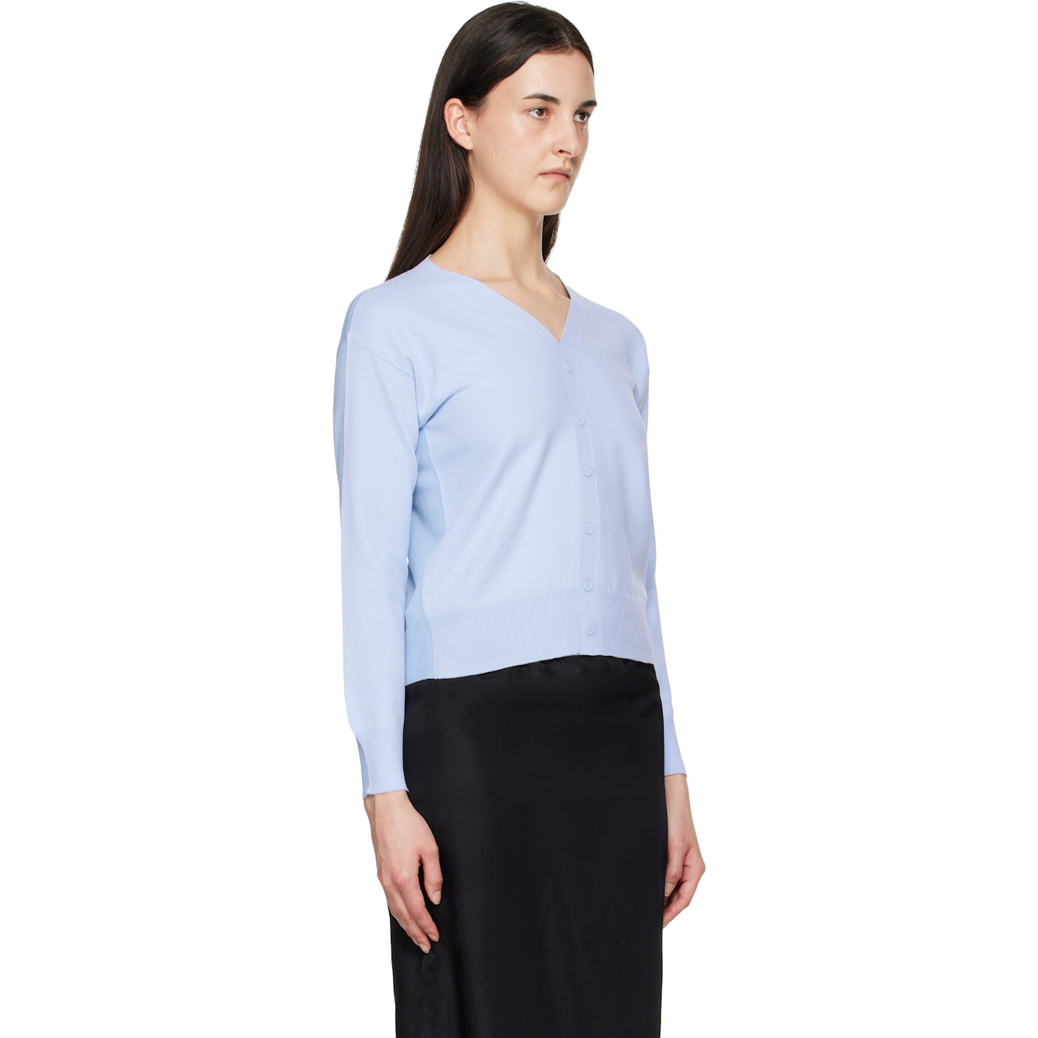  Mm6 Maison Margiela Blue Chiffon Overlay Cardigan 