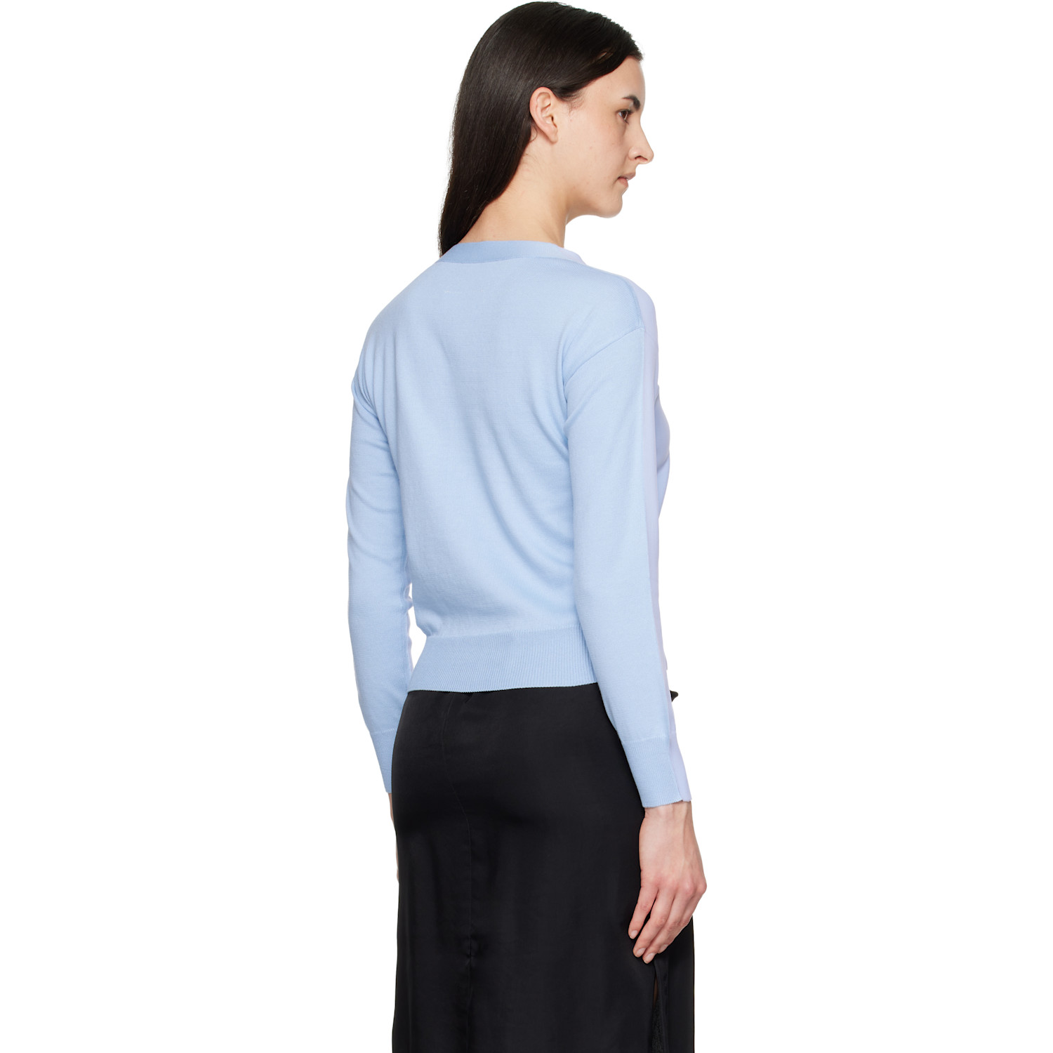  Mm6 Maison Margiela Blue Chiffon Overlay Cardigan 