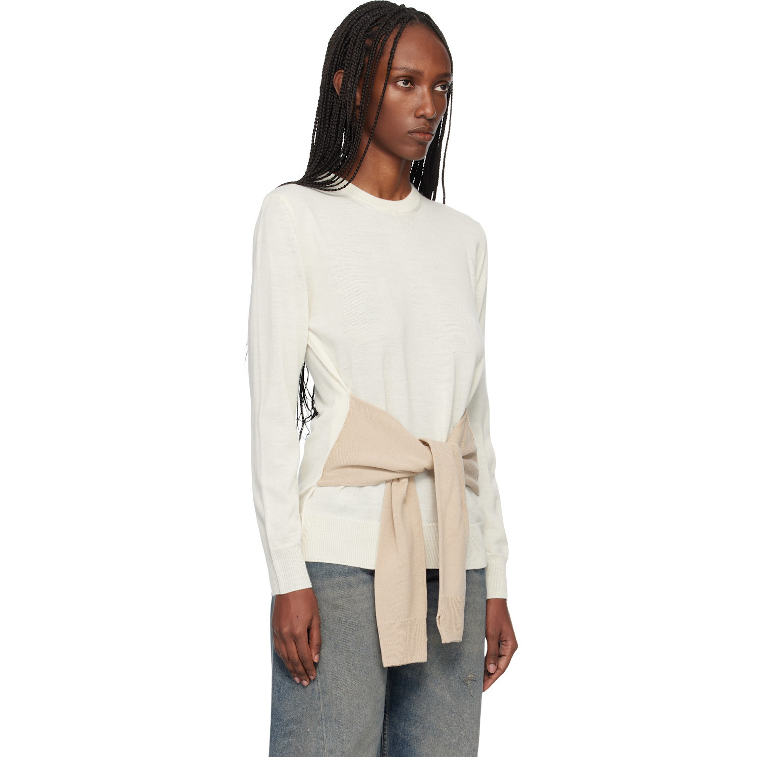  Mm6 Maison Margiela Beige Xtra Sleeves Sweater 