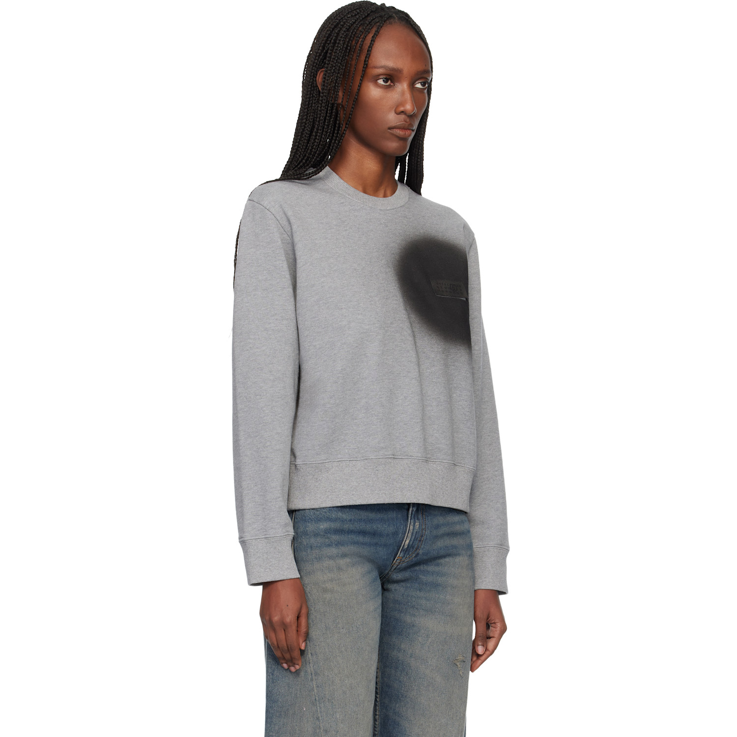 Mm6 Maison Margiela Gray Spray Paint Sweatshirt 