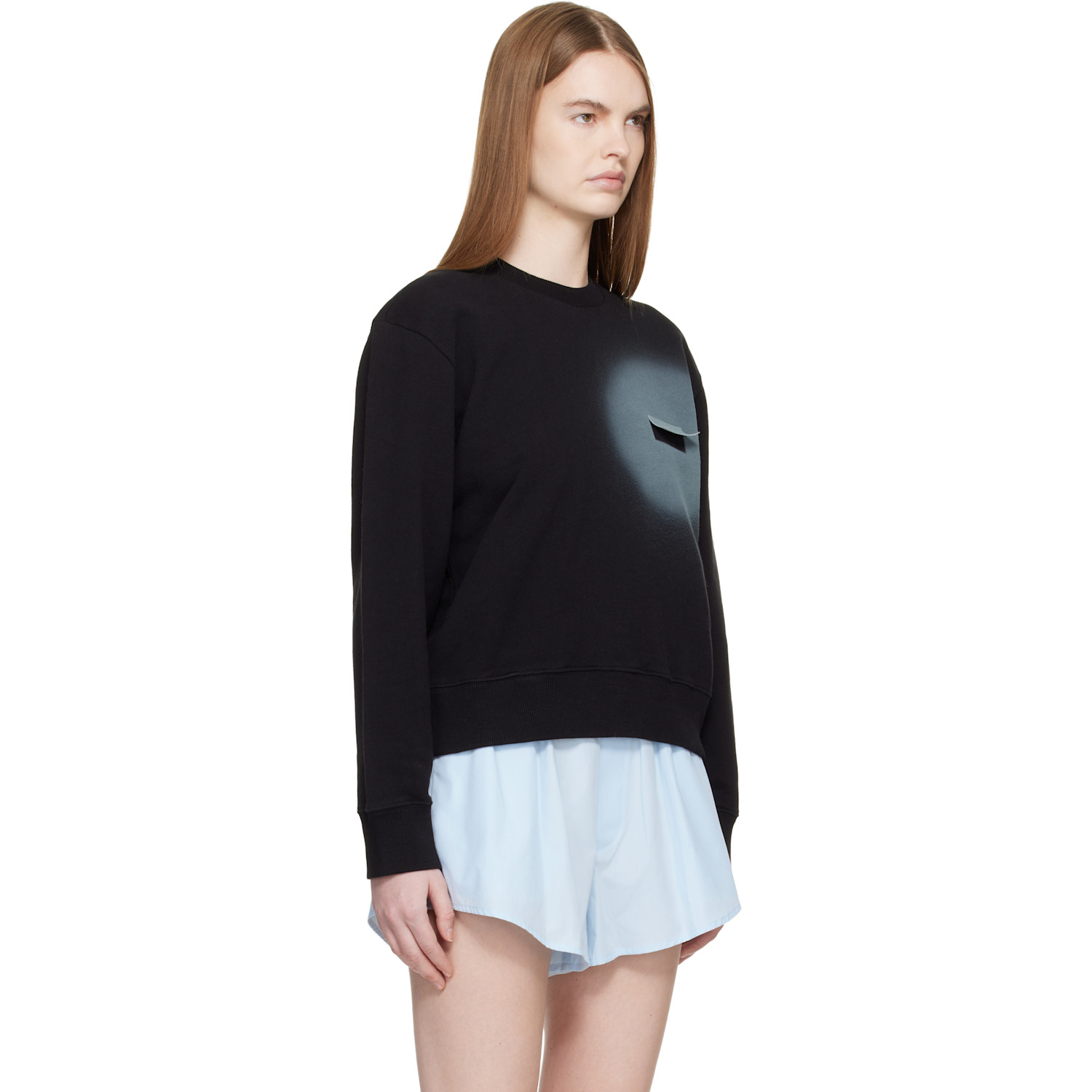  Mm6 Maison Margiela Black Unbrushed Cotton Sweatshirt 