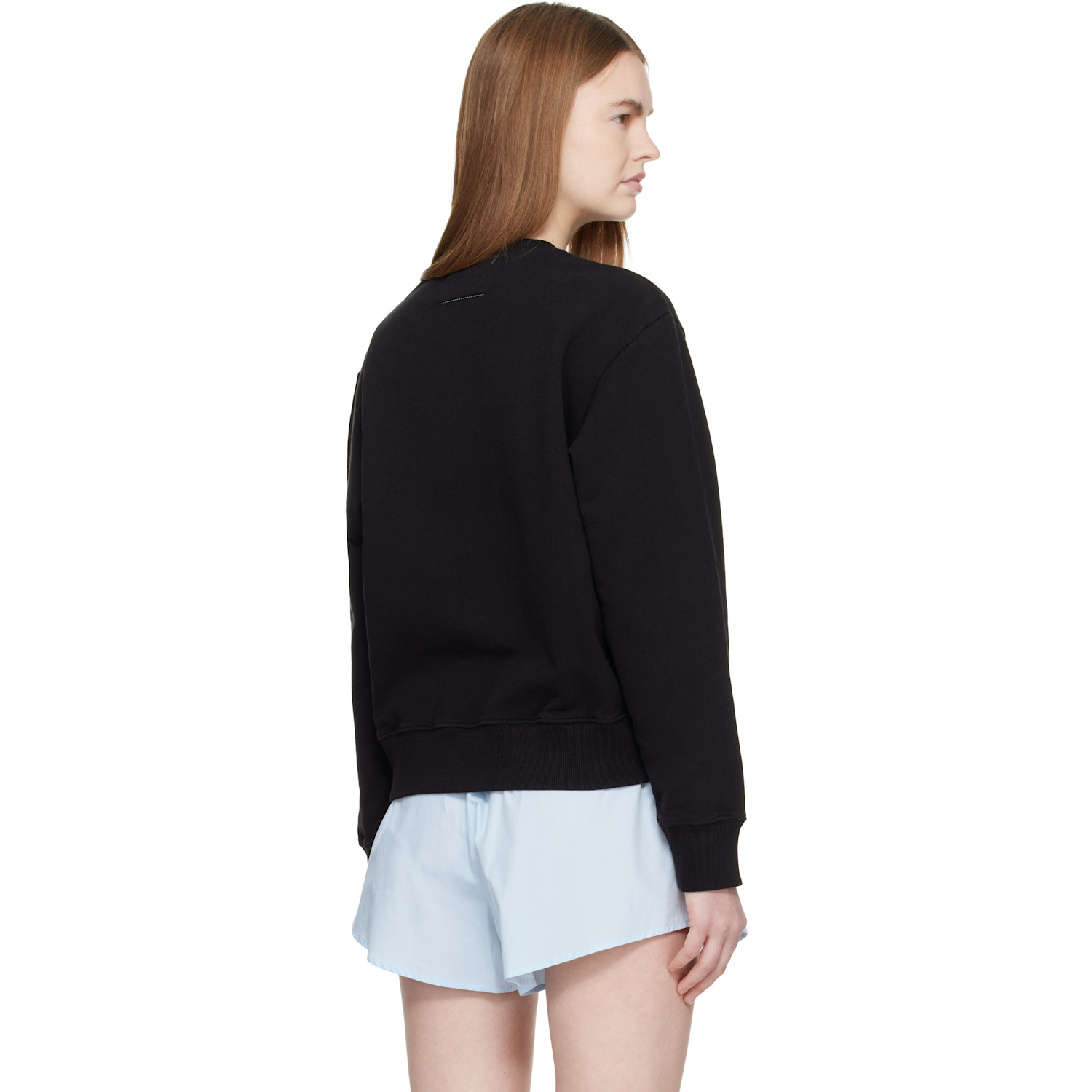  Mm6 Maison Margiela Black Unbrushed Cotton Sweatshirt 