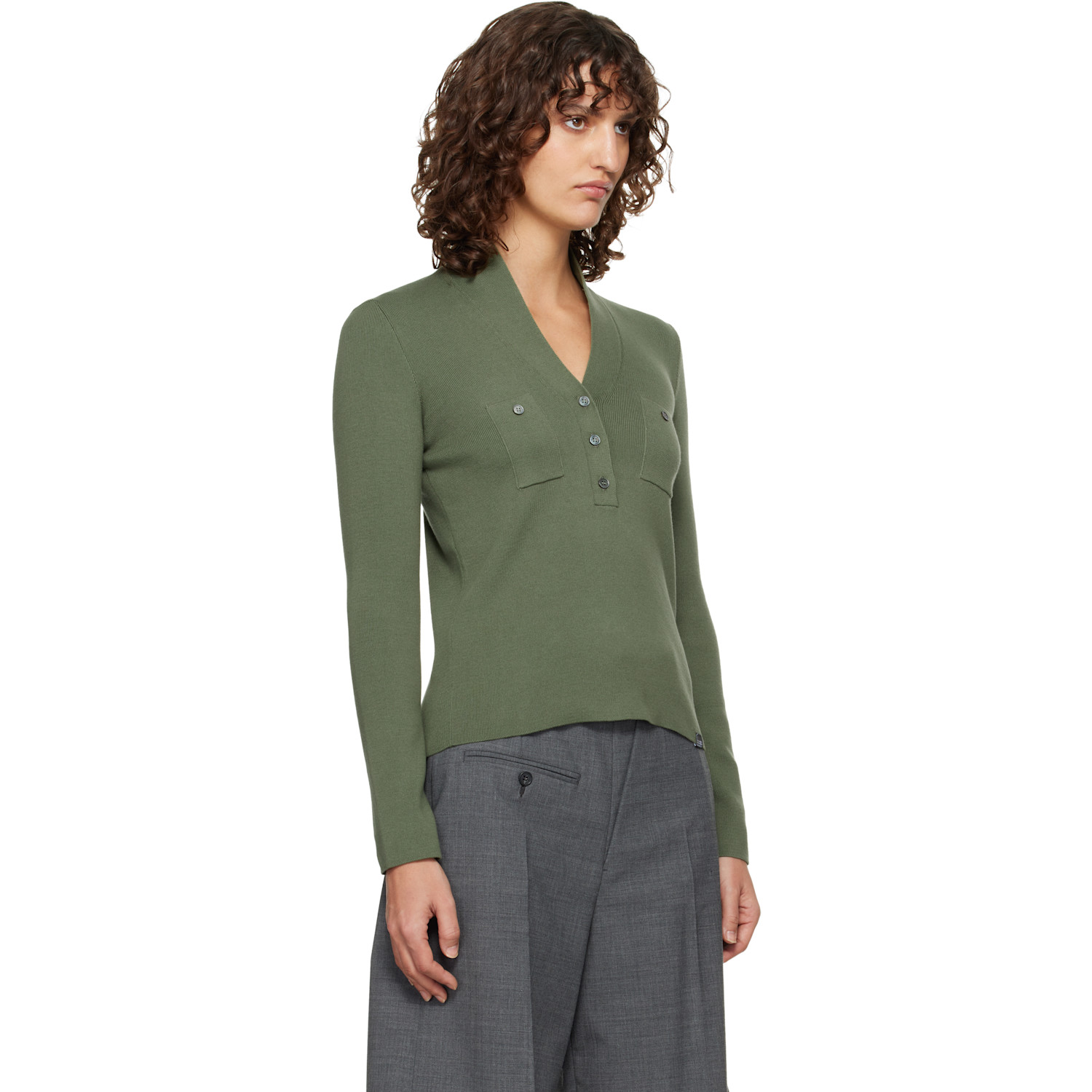  Mm6 Maison Margiela Khaki Cotton Sweater 