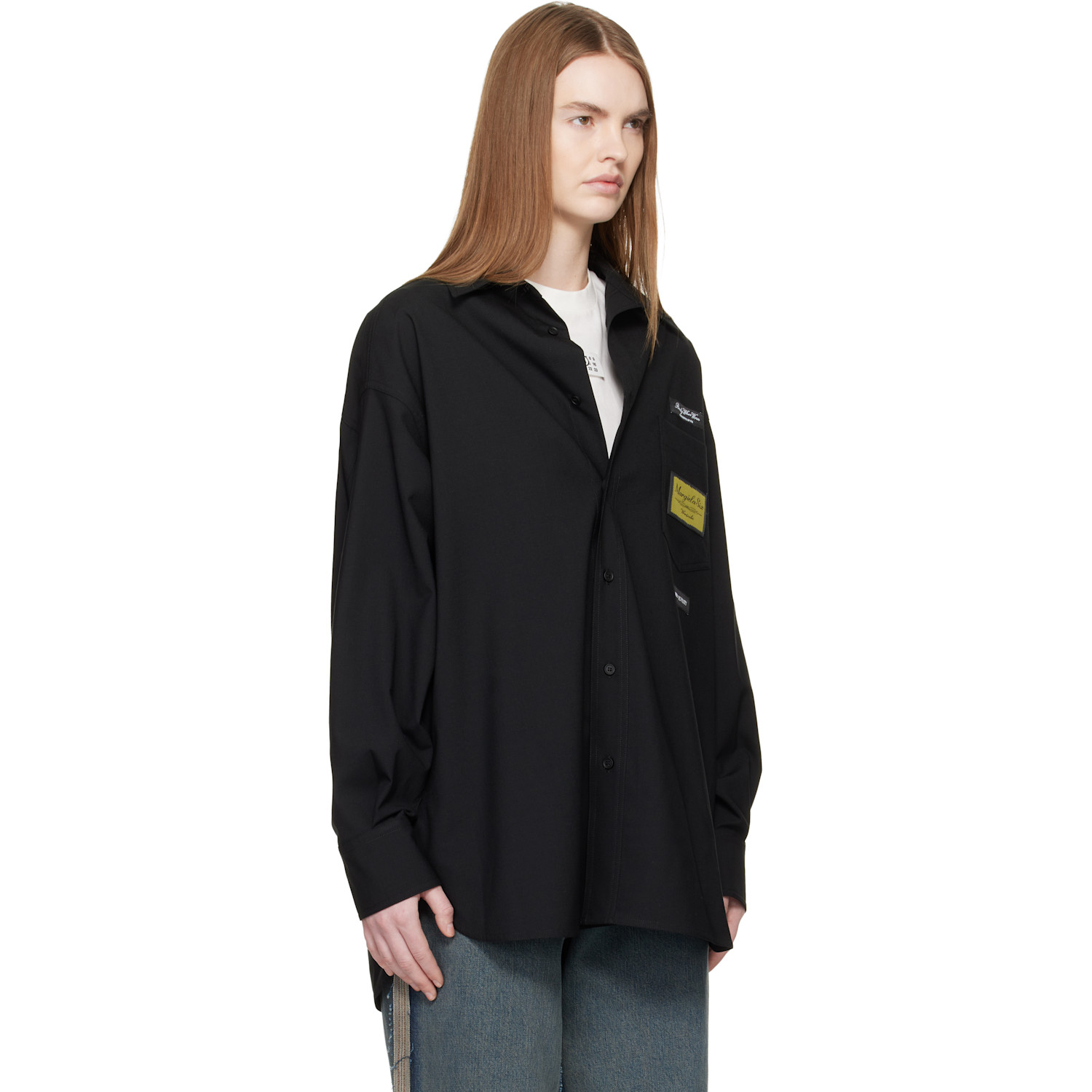  Mm6 Maison Margiela Black Tailored Wool-blend Shirt 