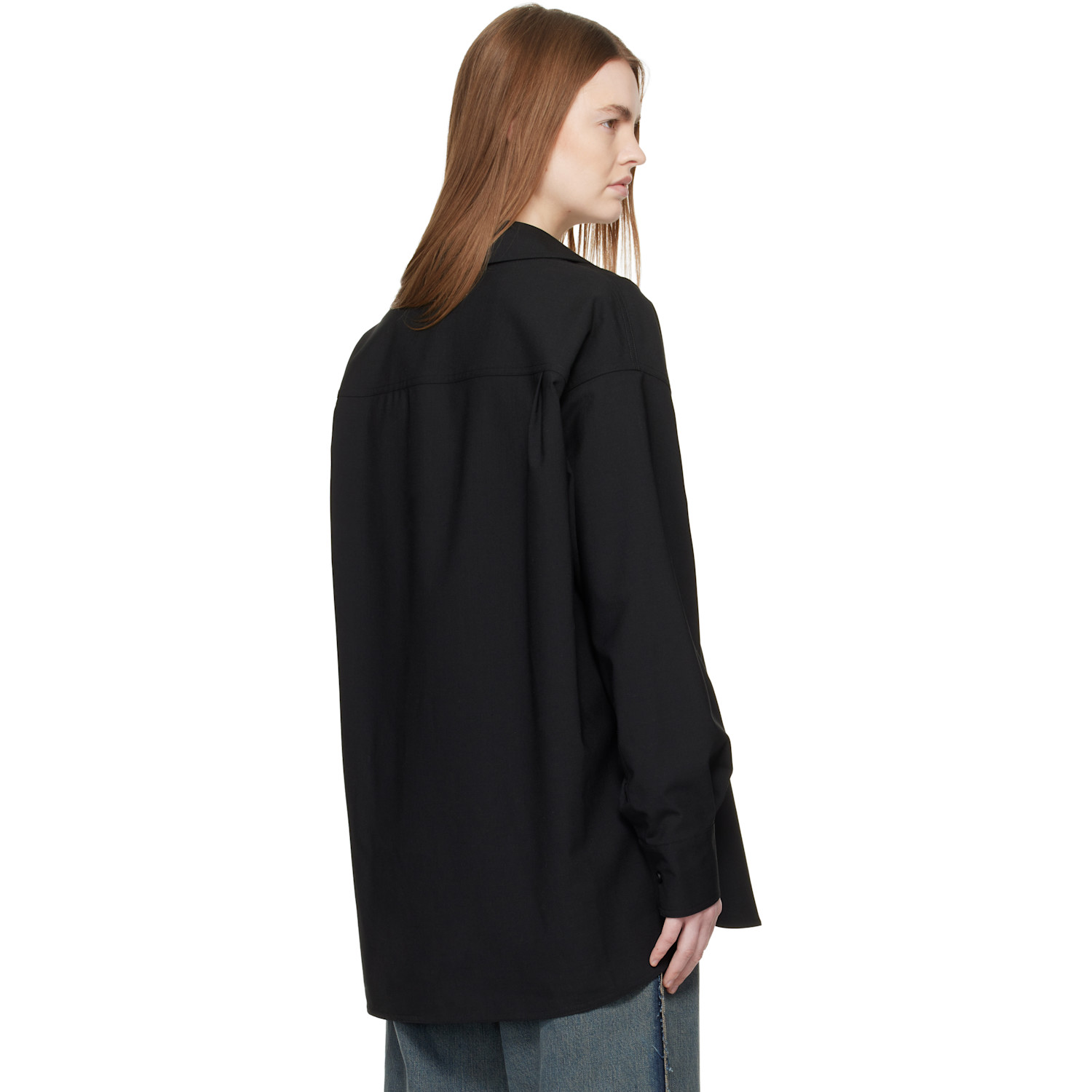  Mm6 Maison Margiela Black Tailored Wool-blend Shirt 