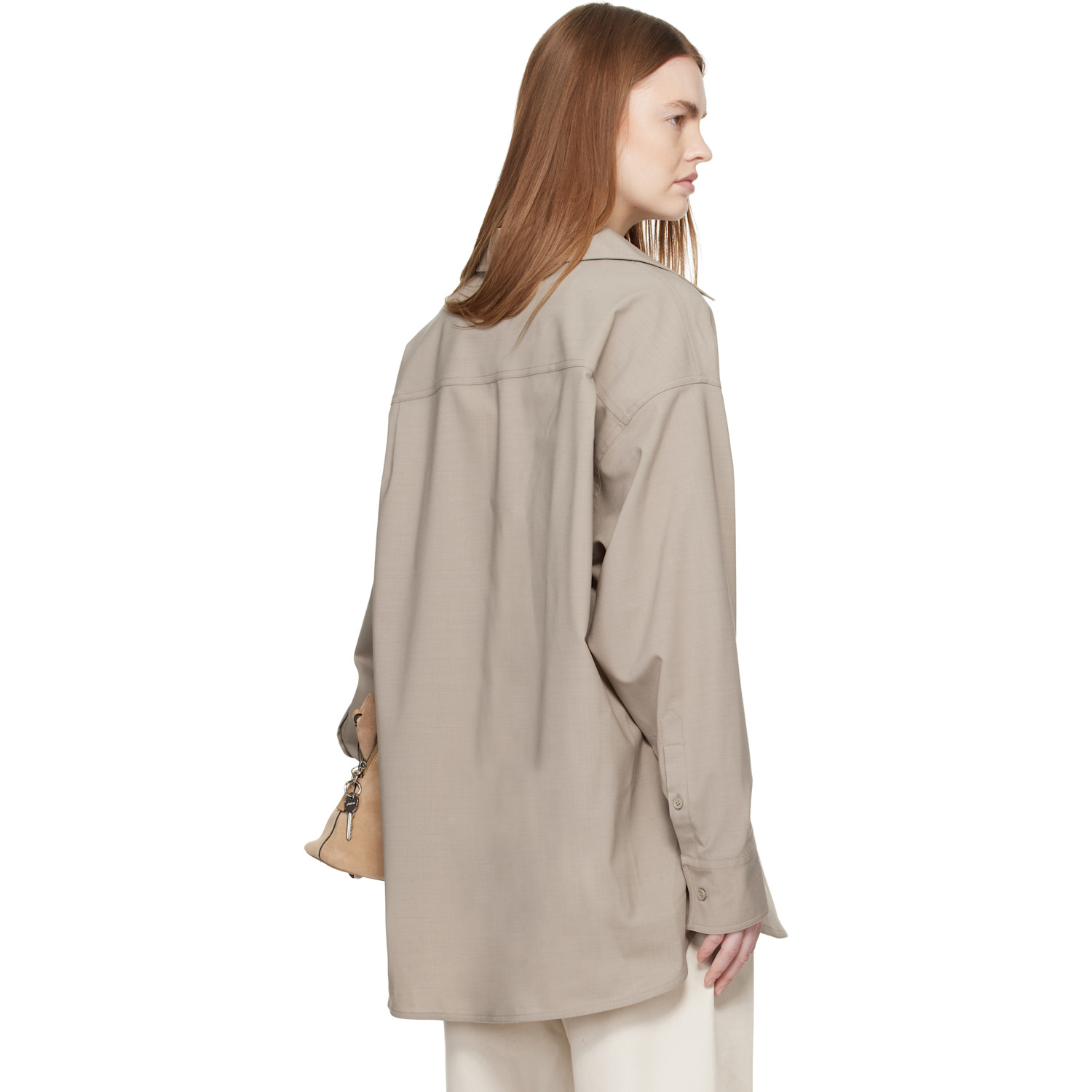  Mm6 Maison Margiela Taupe Tailored Wool-blend Shirt 