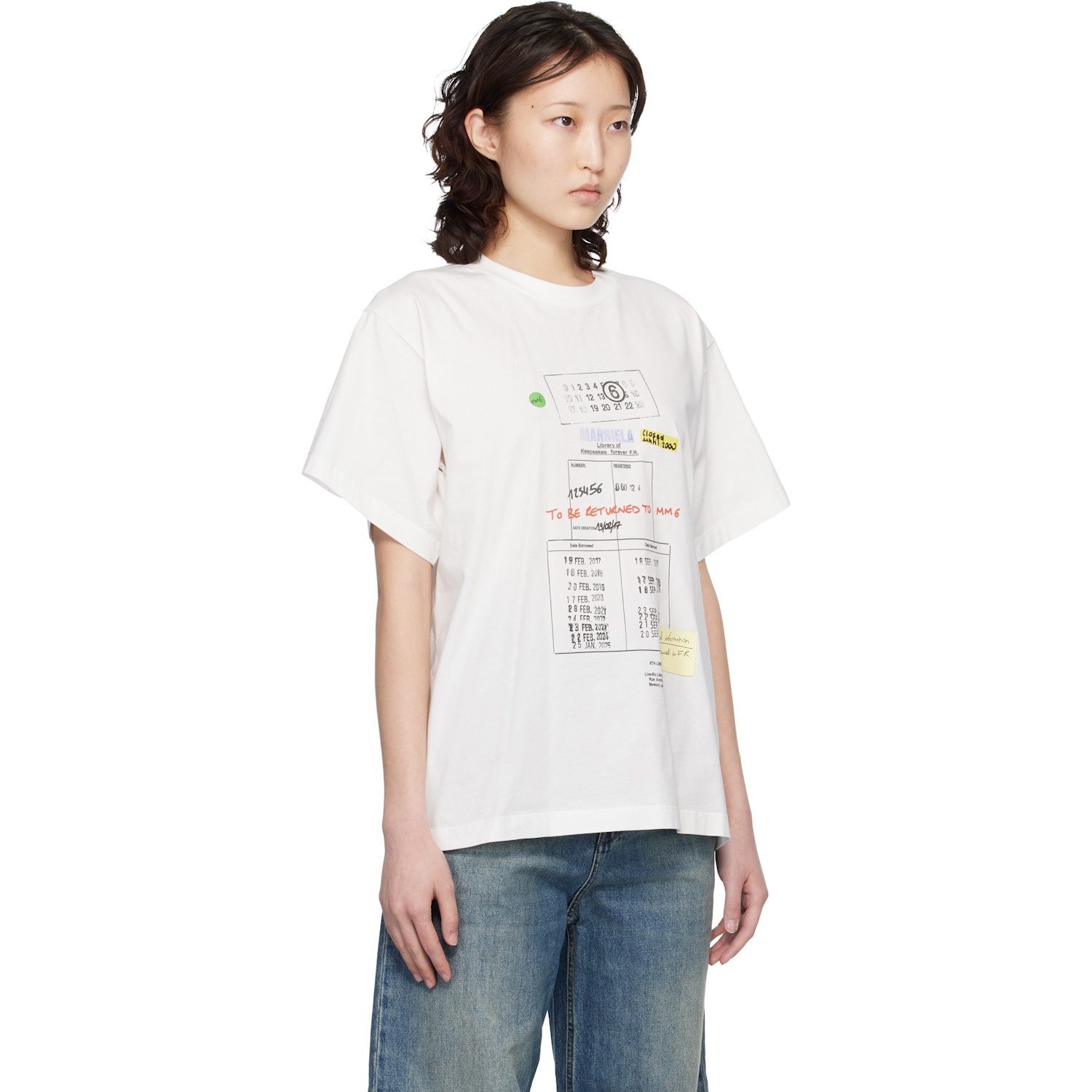  Mm6 Maison Margiela Off-white Library Stamp T-shirt 