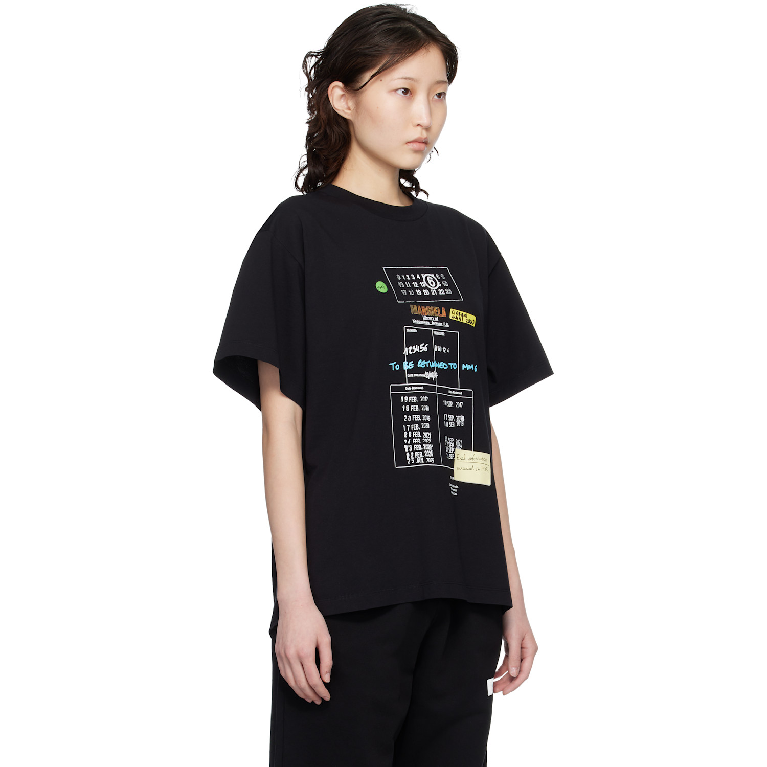  Mm6 Maison Margiela Black Library Stamp T-shirt 