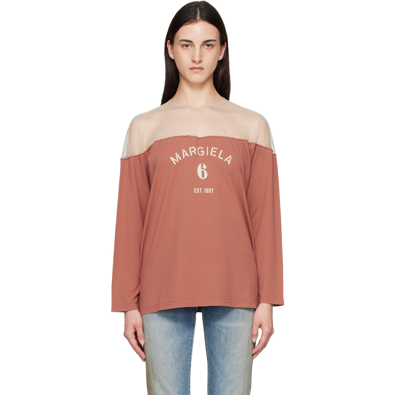 MM6 Maison Margiela Tan Mannequin Print Jersey Top